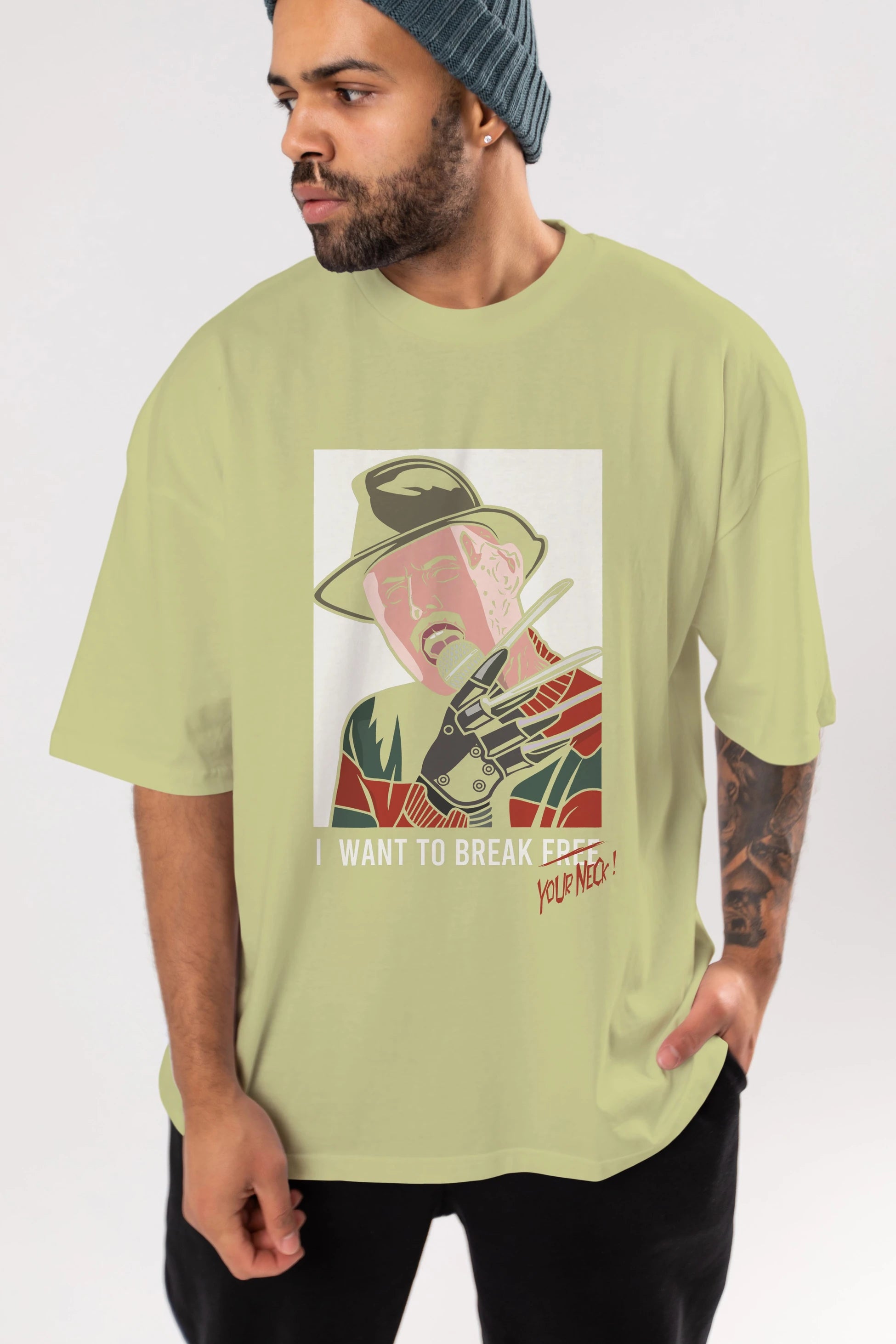 Freddy Merkrueger Ön Baskılı Oversize t-shirt Erkek Kadın Unisex %100 Pamuk tişort