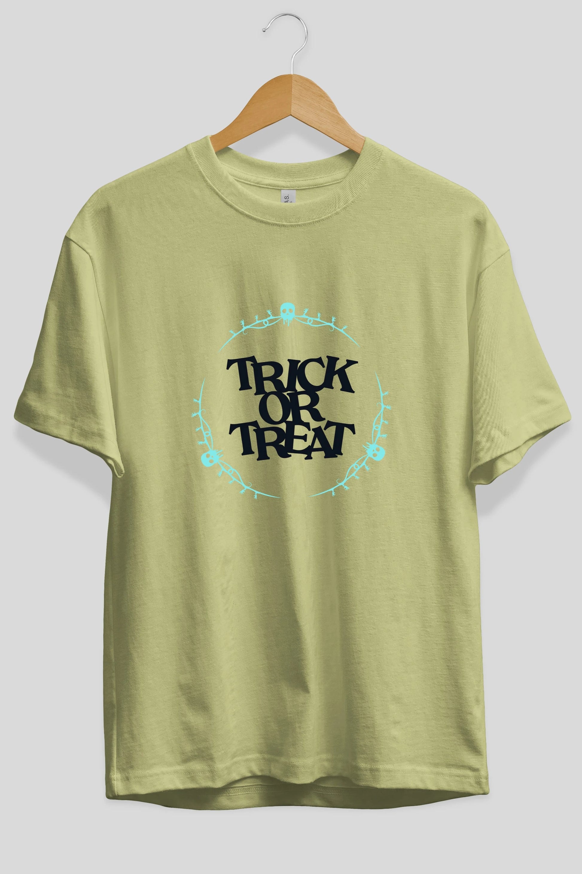 Trick or Treat Yazılı Ön Baskılı Oversize t-shirt Erkek Kadın Unisex