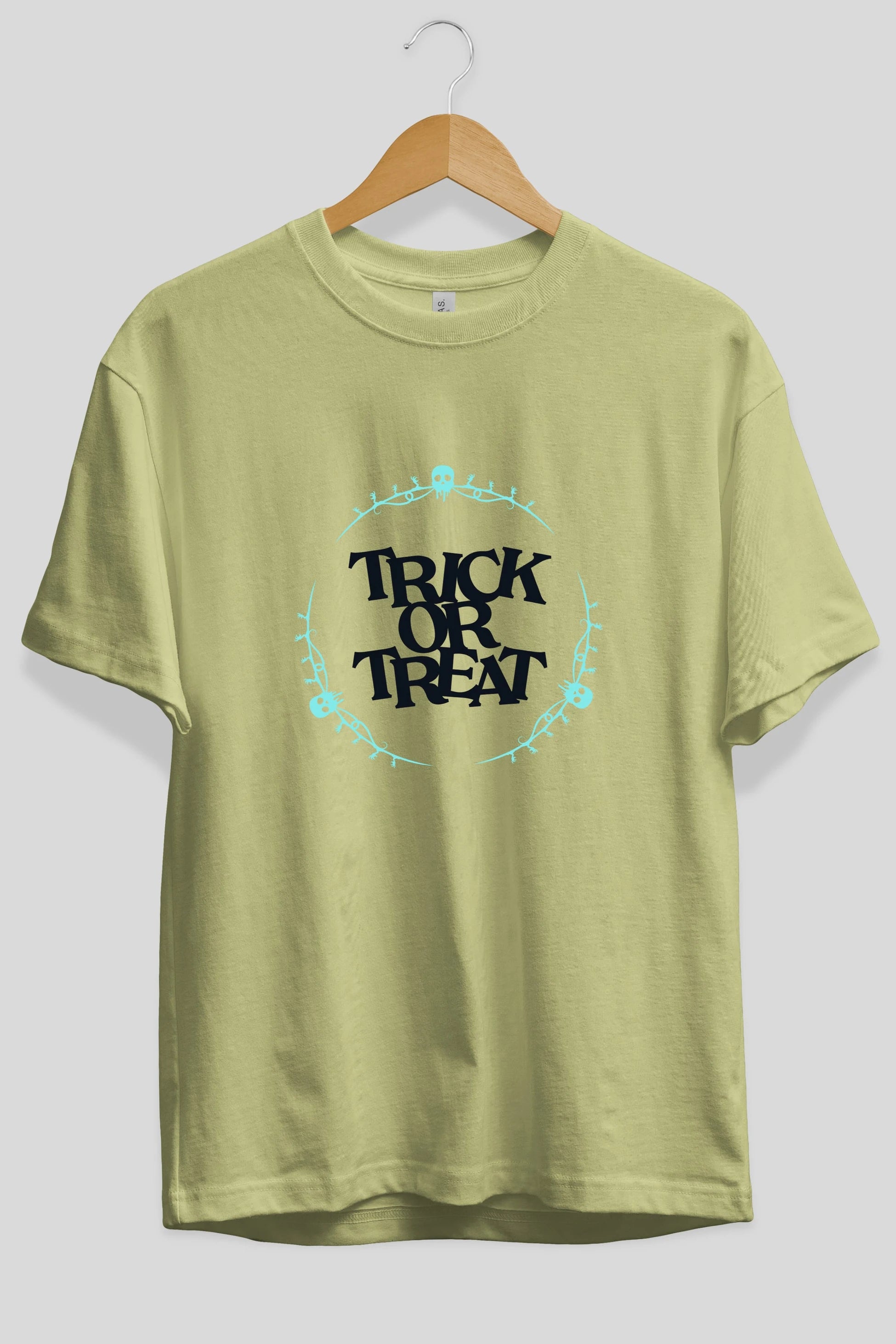 Trick or Treat Yazılı Ön Baskılı Oversize t-shirt Erkek Kadın Unisex