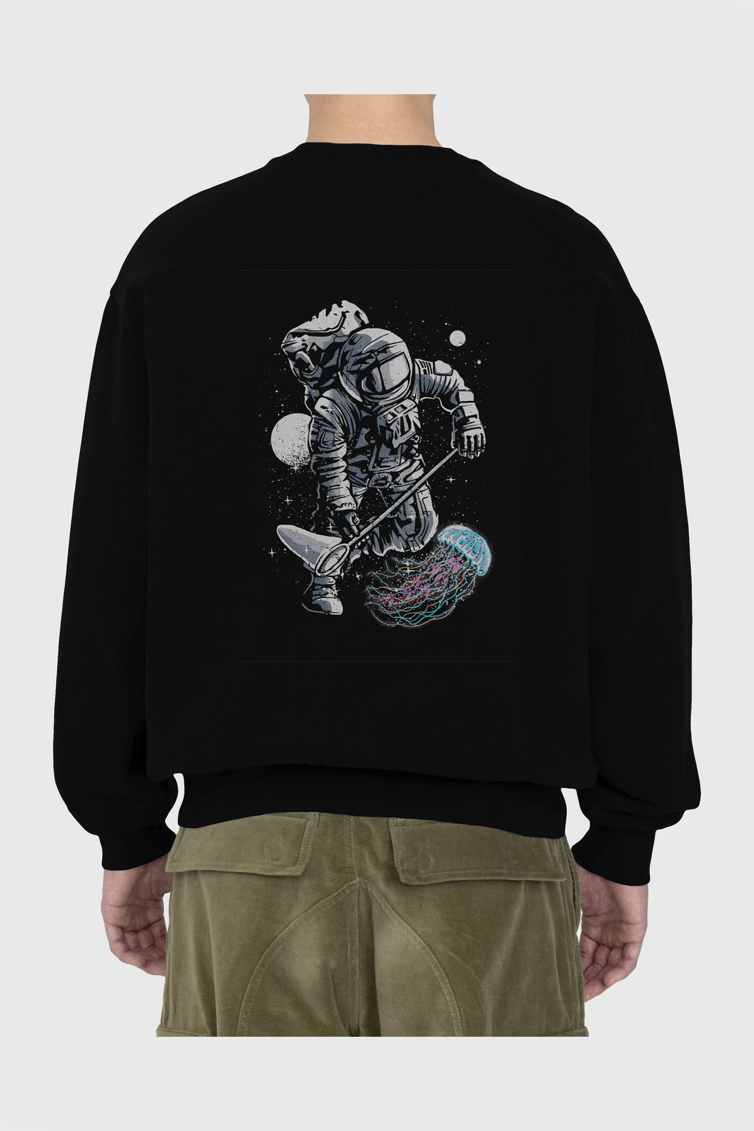 Astronaut Jellyfish Arka Baskılı Oversize Sweatshirt Erkek Kadın Unisex