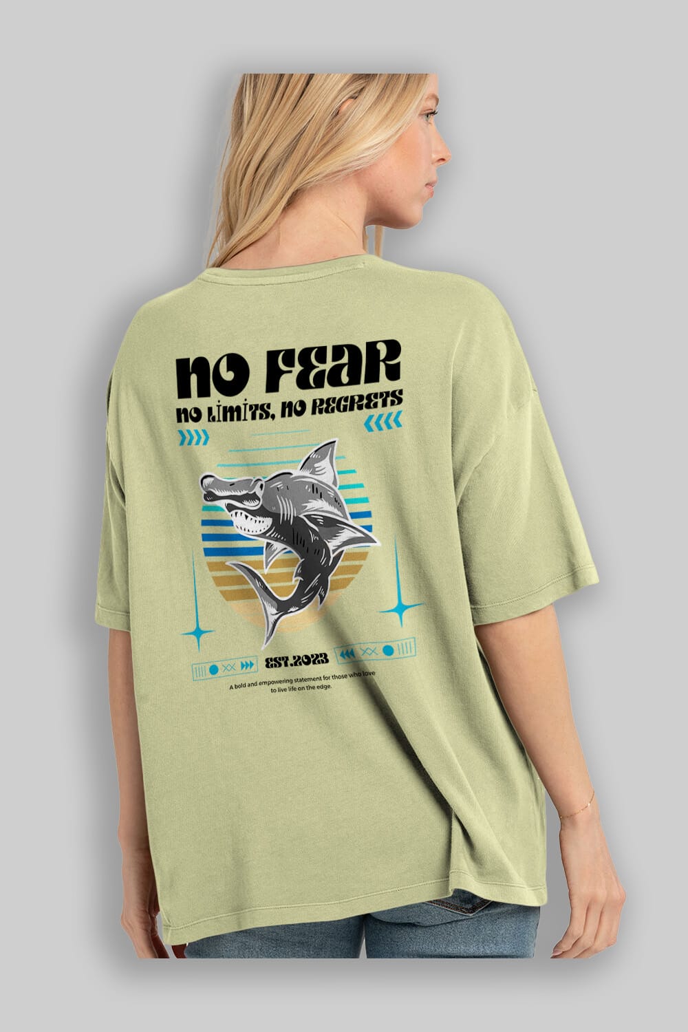 No Fear Yazılı Arka Baskılı Oversize t-shirt Erkek Kadın Unisex