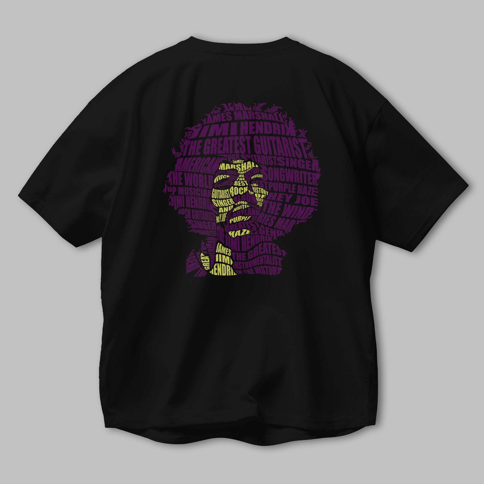 Jimmy Hendrix Calligram Arka Baskılı Oversize t-shirt %100 pamuk Erkek Kadın Unisex