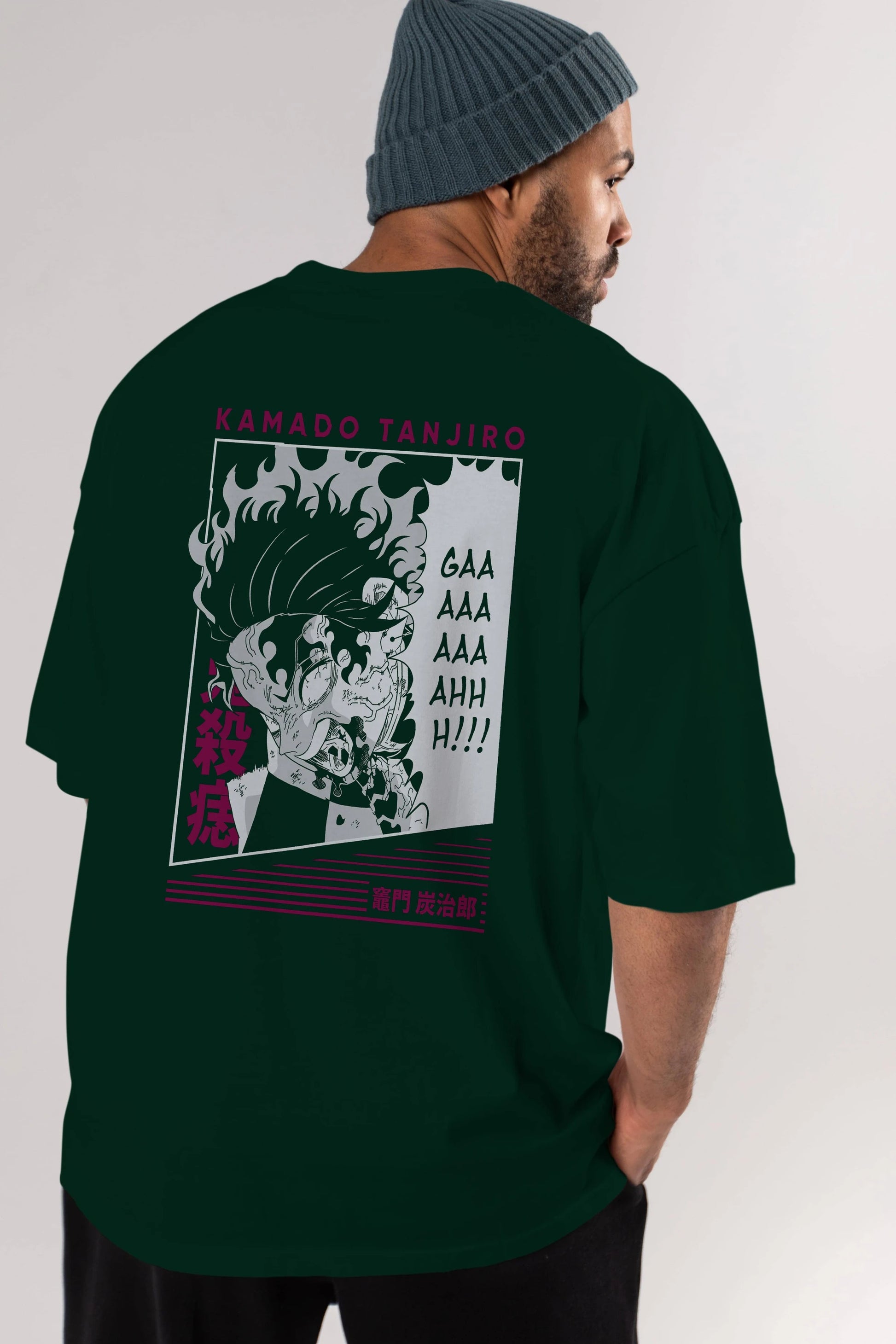TANJIRO KAMADO 3 Anime Arka Baskılı Oversize t-shirt Erkek Kadın Unisex