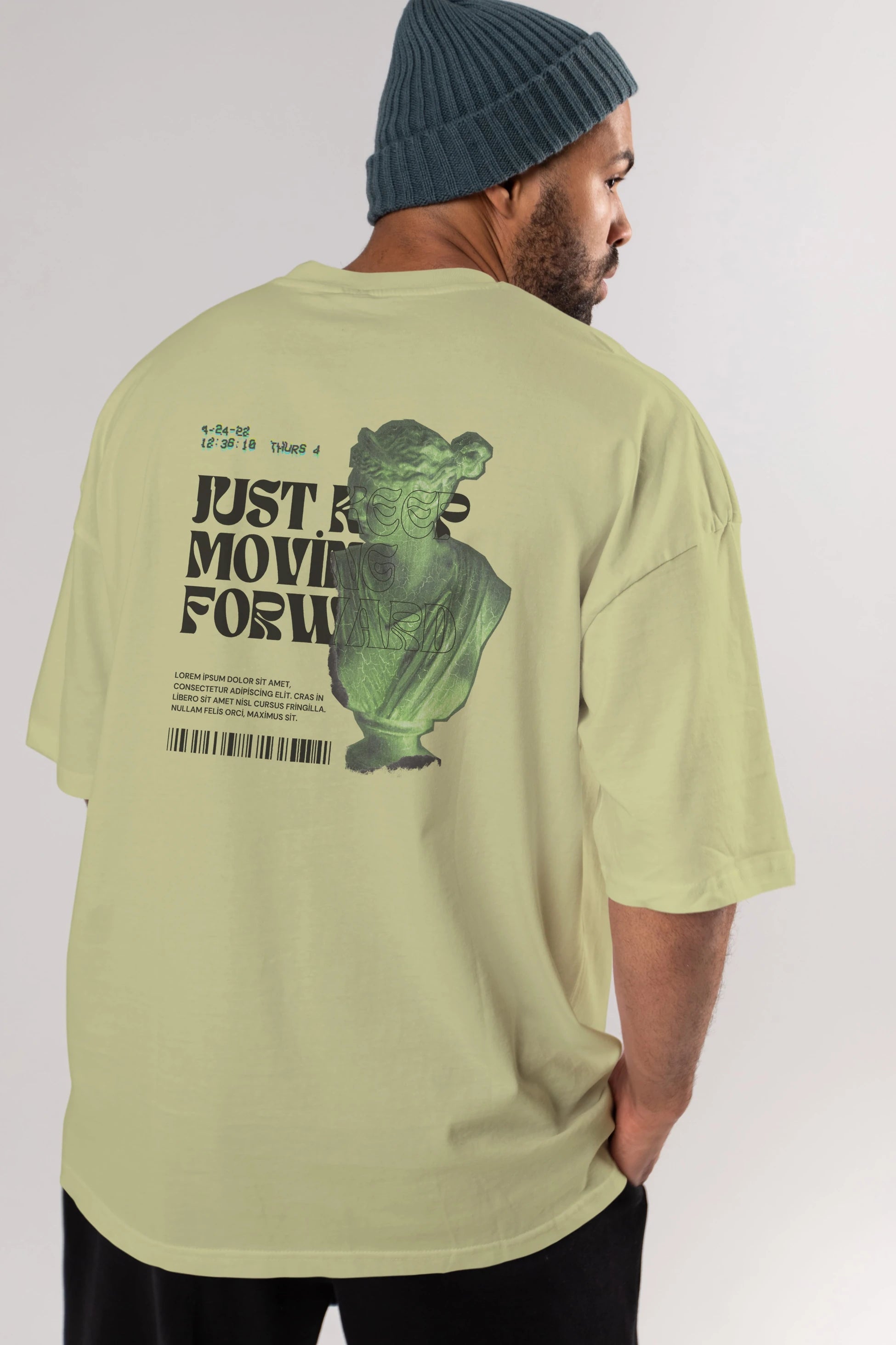 Just Keep Moving Forward Yazılı Arka Baskılı Oversize t-shirt Erkek Kadın Unisex