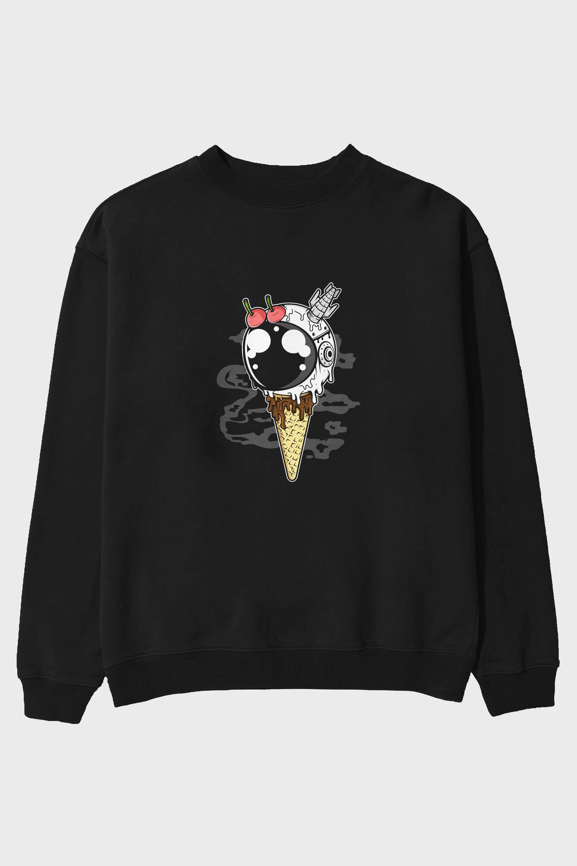 Astronaut Ice Cream Ön Baskılı Oversize Sweatshirt Erkek Kadın Unisex