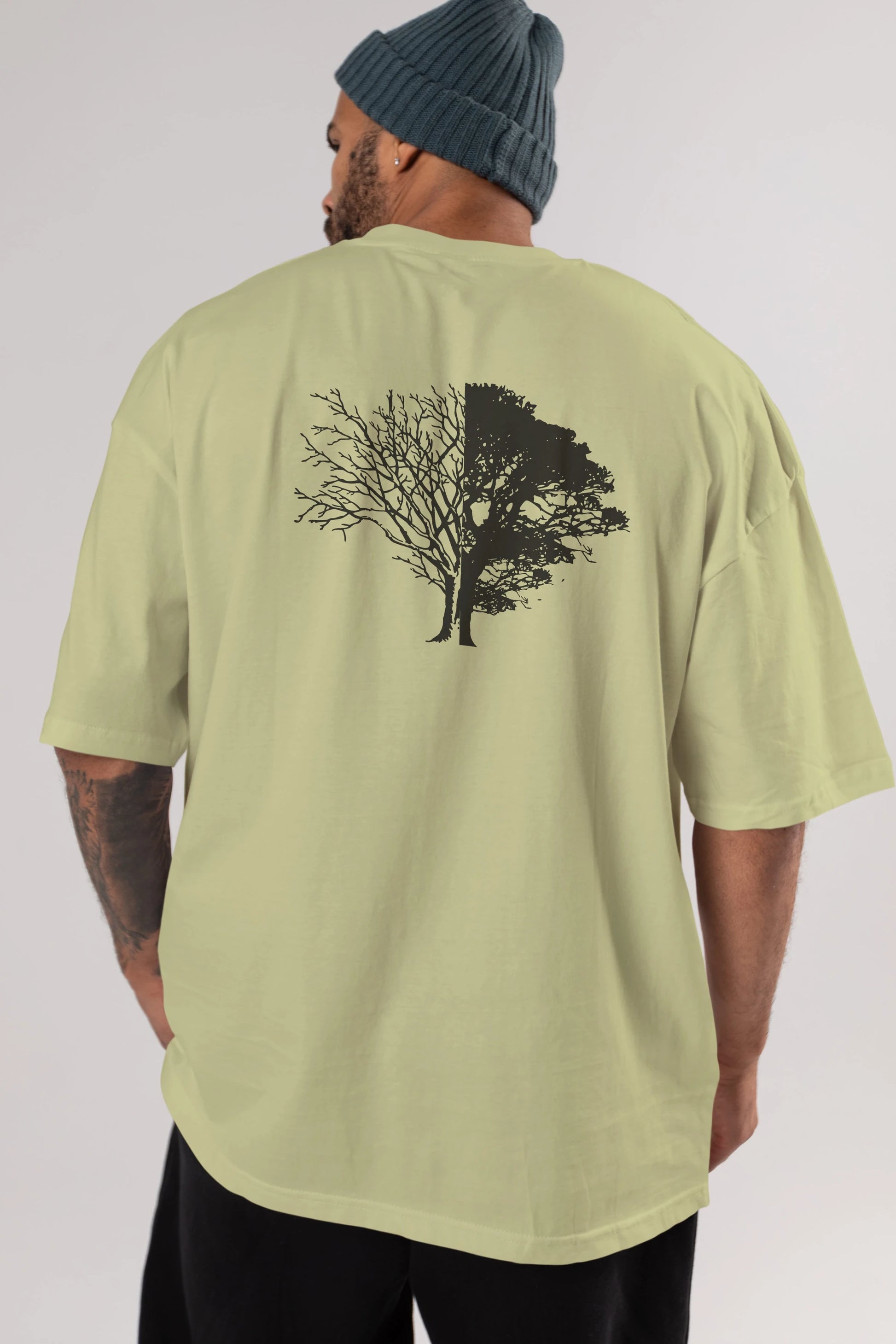 Life And Death Arka Baskılı Oversize t-shirt %100 pamuk Erkek Kadın Unisex