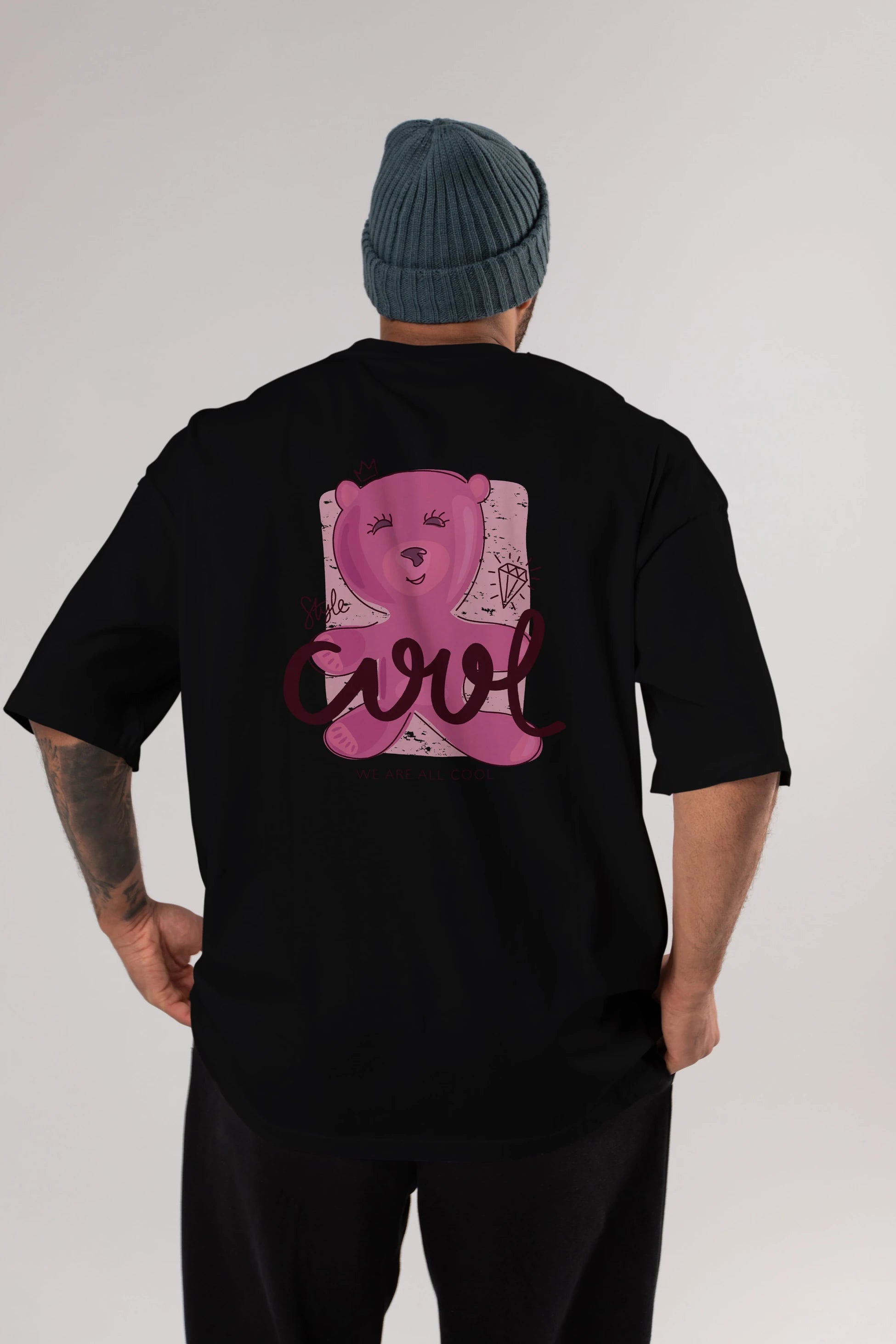 Cool Style Bear Arka Baskılı Oversize t-shirt Erkek Kadın Unisex