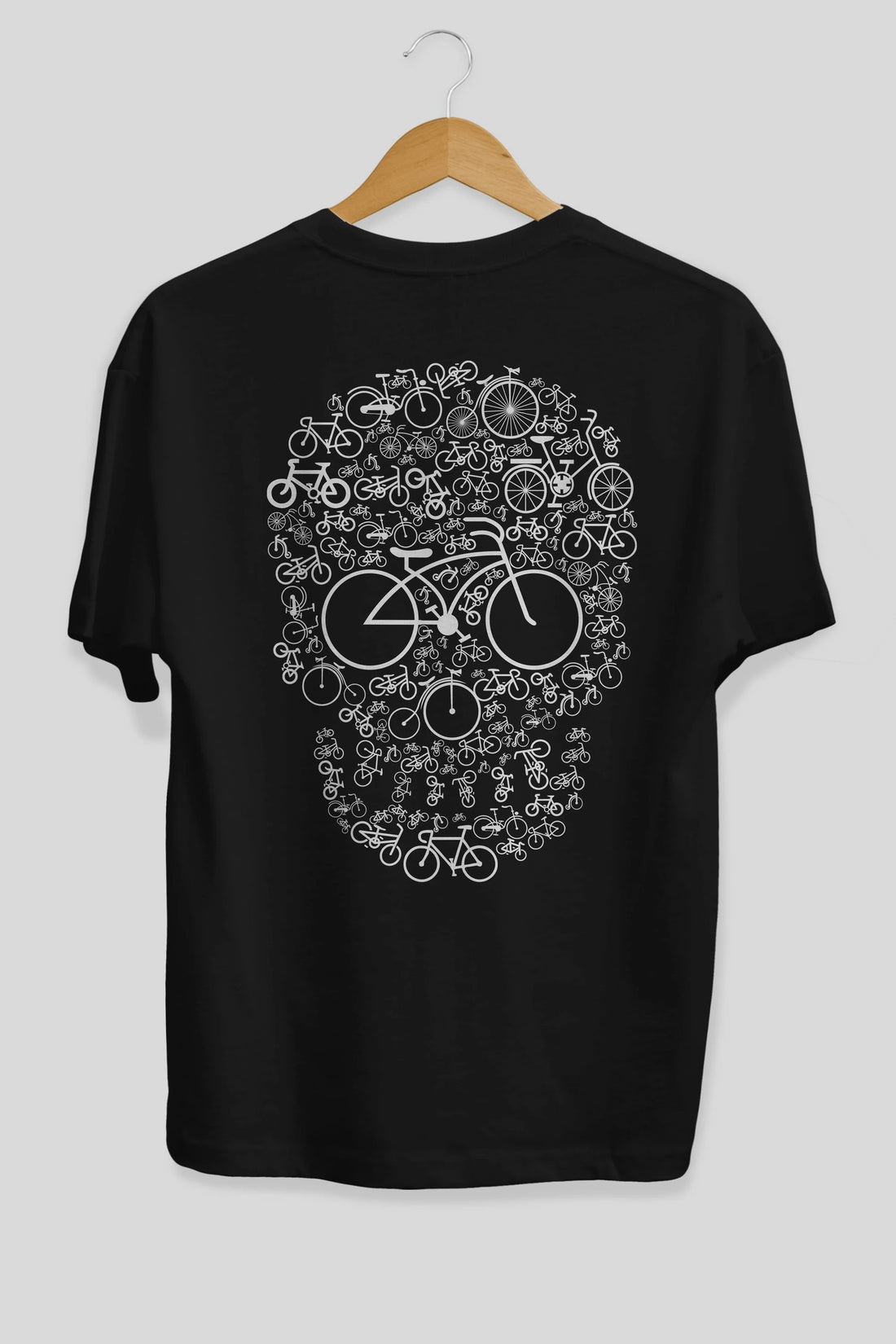 Bicycle Skull Arka Baskılı Oversize t-shirt %100 pamuk Erkek Kadın Unisex
