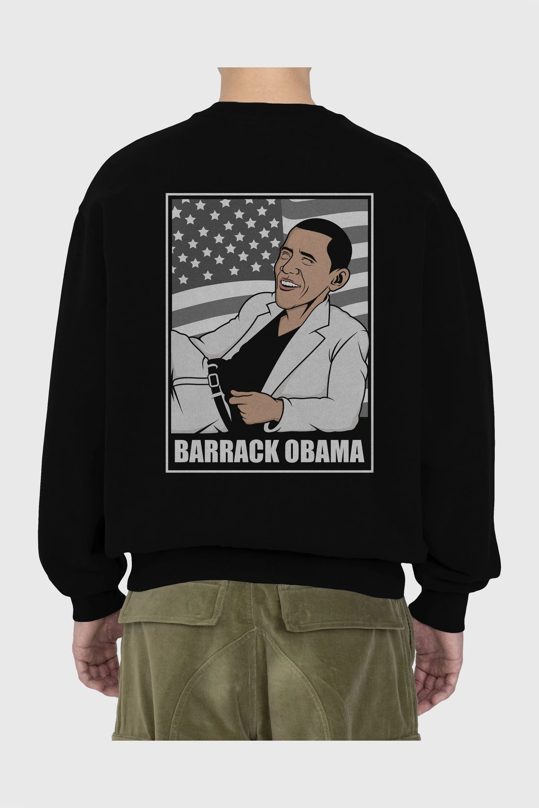 Obama Thriller Arka Baskılı Oversize Sweatshirt Erkek Kadın Unisex