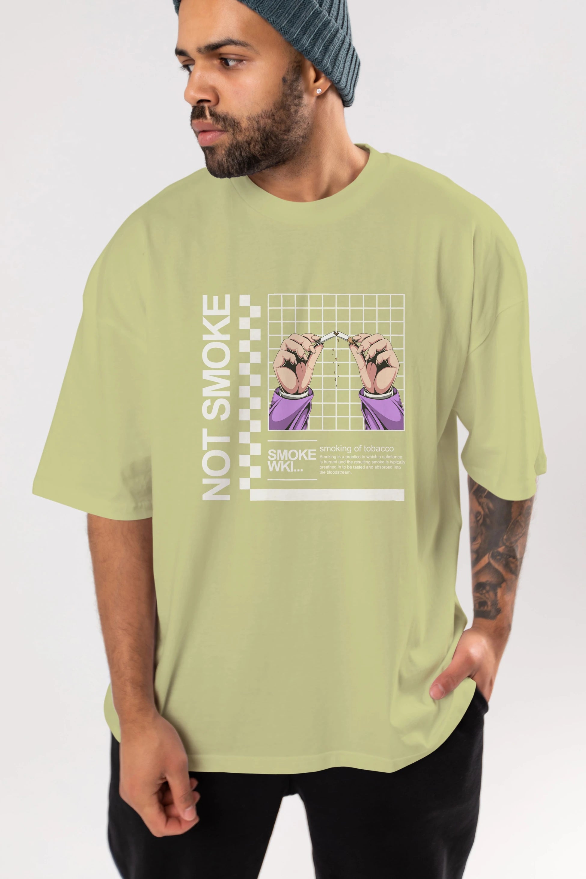 Not Smoke Ön Baskılı Oversize t-shirt Erkek Kadın Unisex