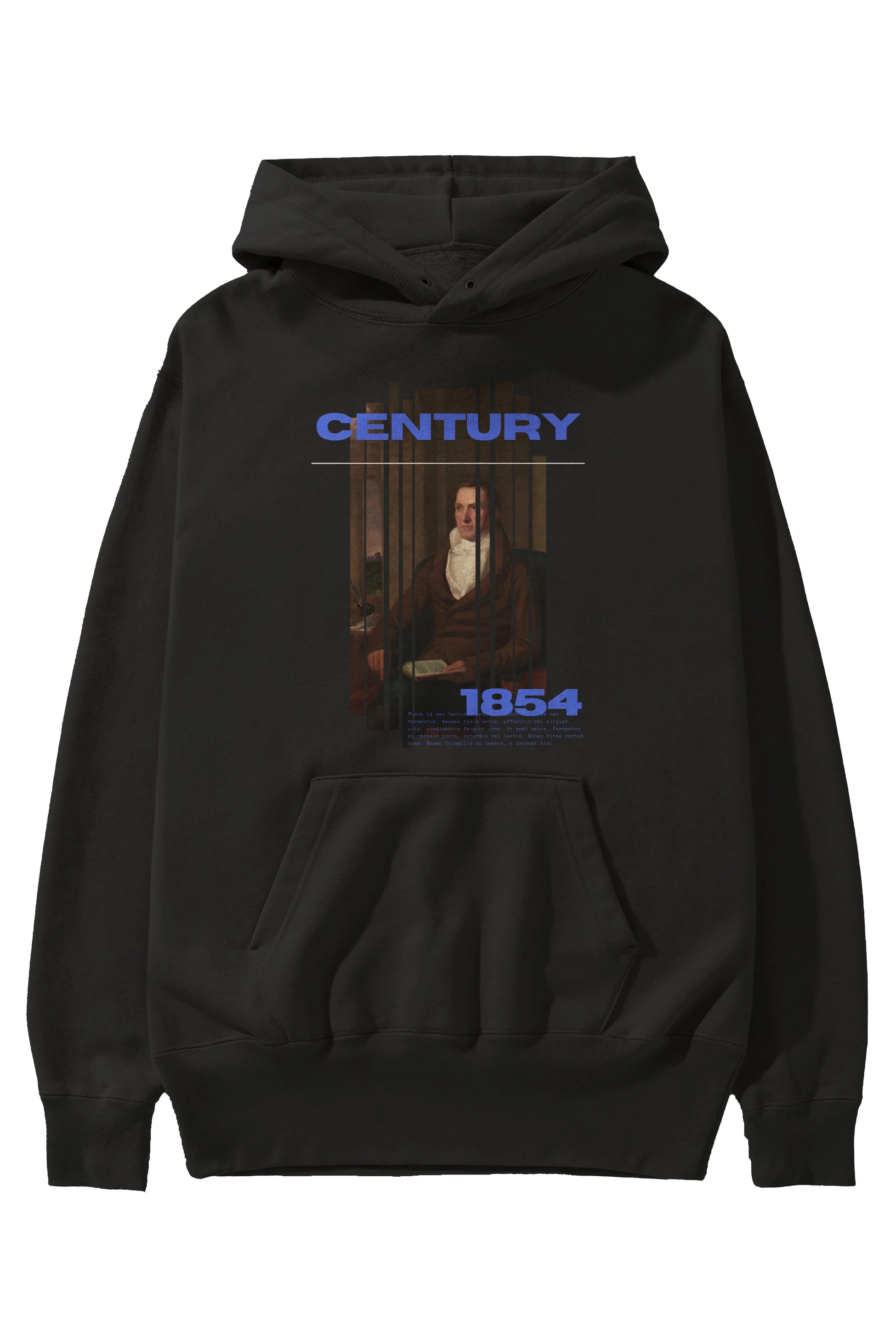 Century 1854 Yazılı Ön Baskılı Oversize Hoodie Kapüşonlu Sweatshirt Erkek Kadın Unisex