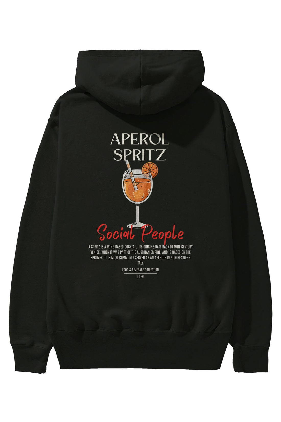 Aperol Spritz Kokteyl Arka Baskılı Hoodie Oversize Kapüşonlu Sweatshirt Erkek Kadın