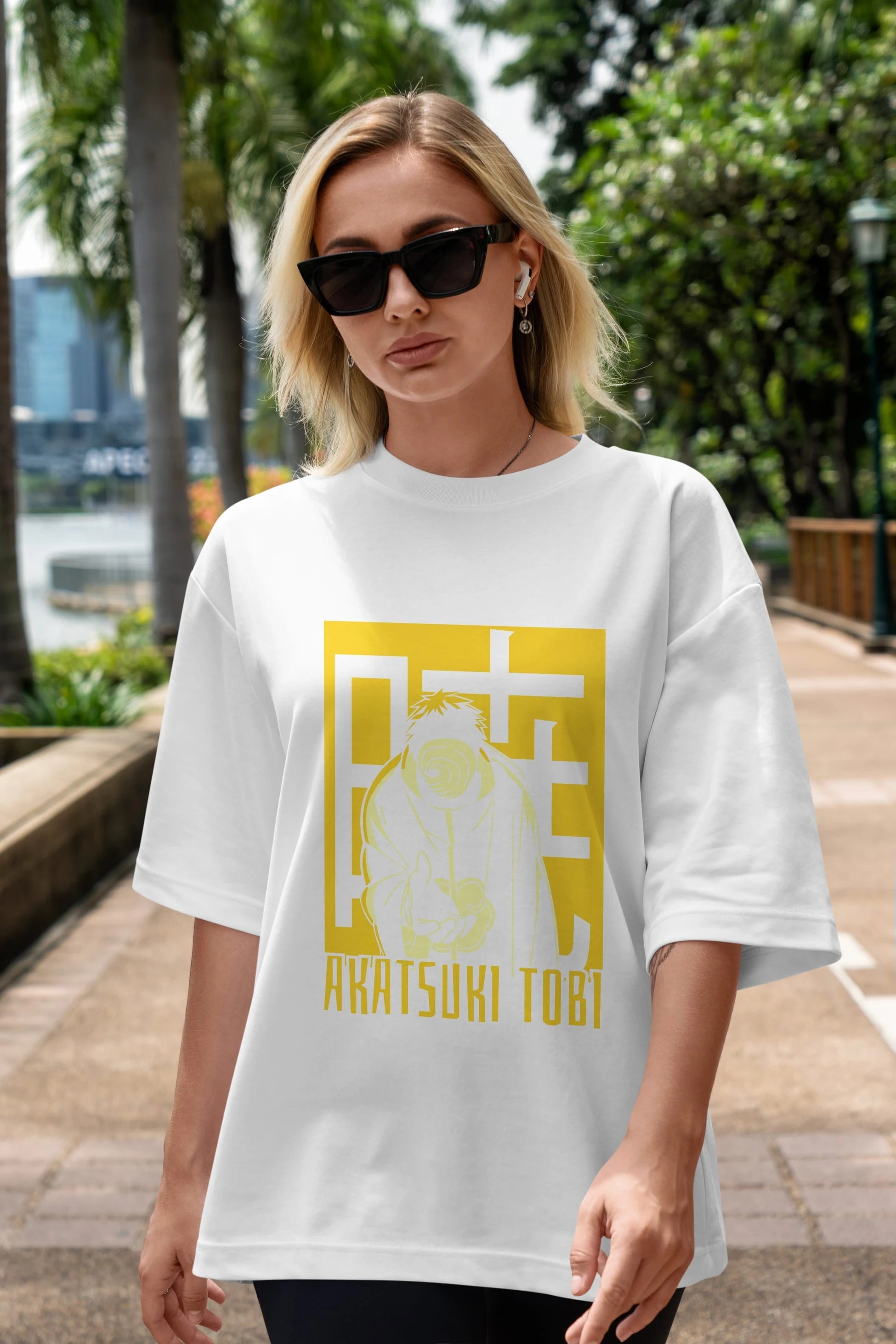 AKATSUKI OBITO NARUTO Anime Ön Baskılı Oversize t-shirt %100 pamuk Erkek Kadın Unisex