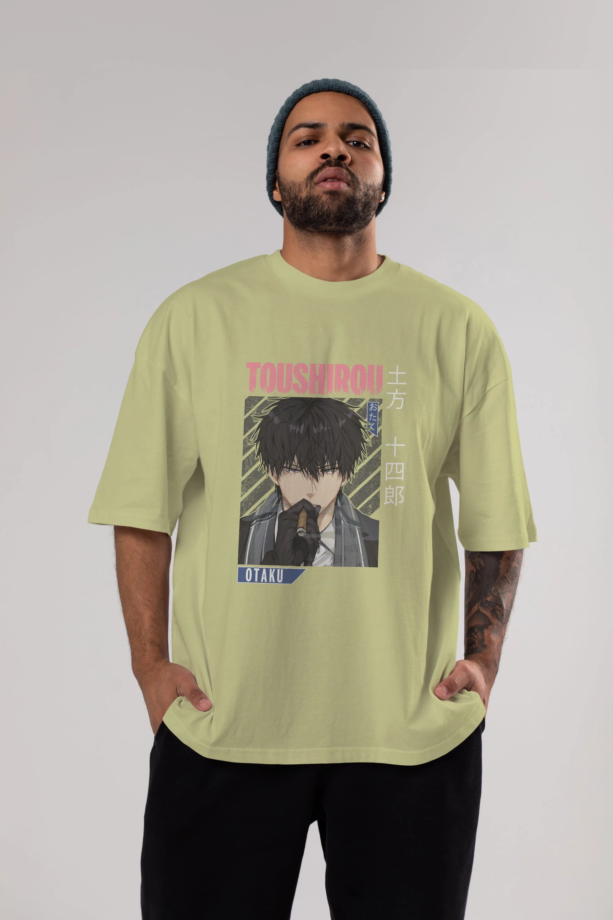 Toushirou Hijikata 2 Anime Ön Baskılı Oversize t-shirt %100 pamuk Erkek Kadın Unisex