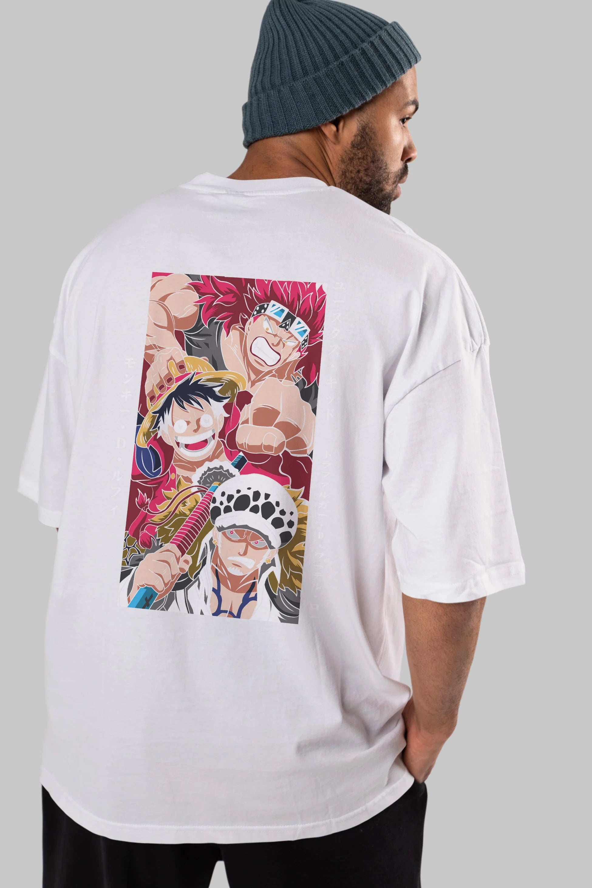 SUPER NOVAS one piece Anime Arka Baskılı Oversize t-shirt Erkek Kadın Unisex