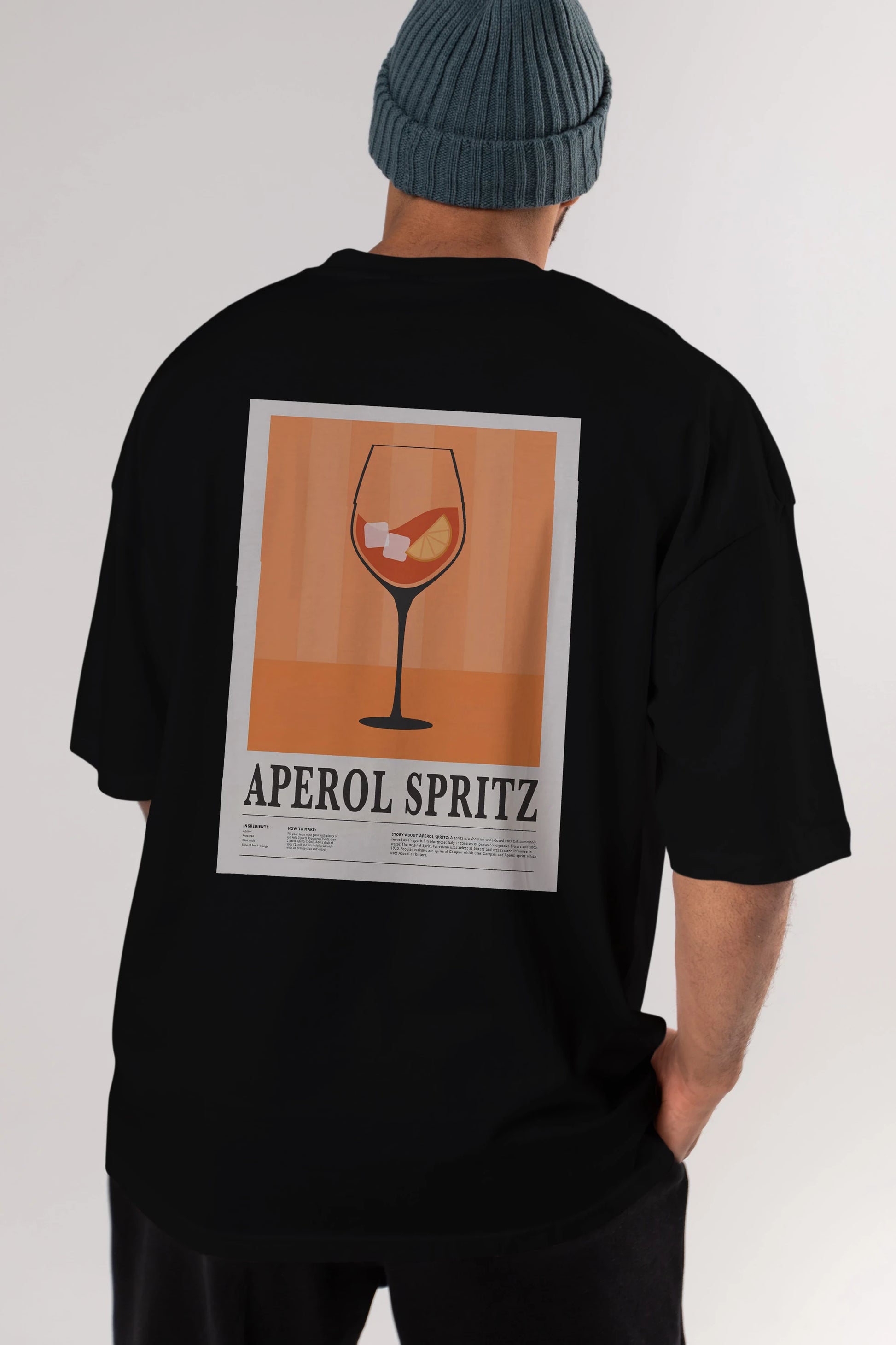 Aperol Spritz 8 Arka Baskılı Oversize t-shirt Erkek Kadın Unisex %100 Pamuk Bisiklet Yaka tişort
