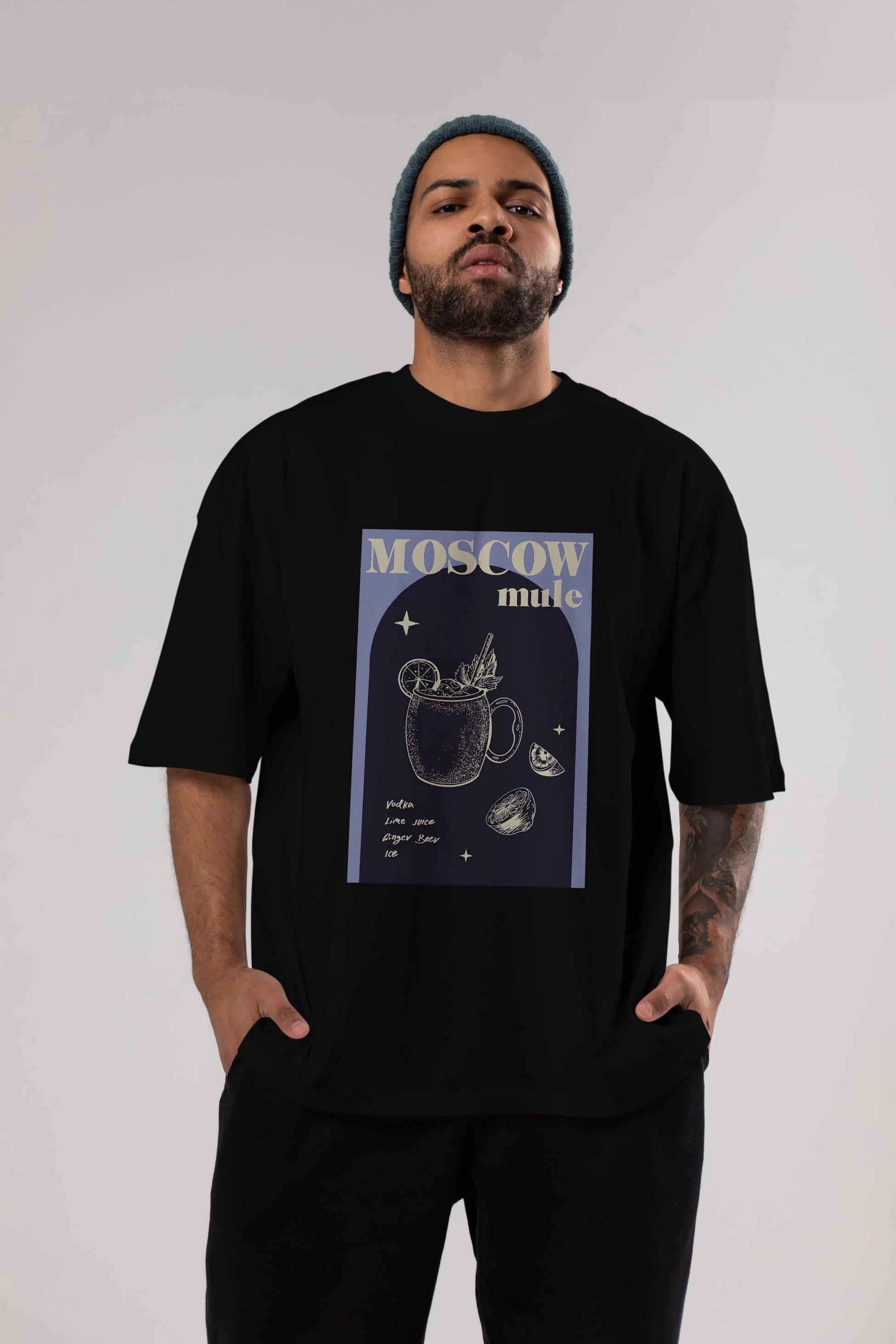 Moscow Mule Ön Baskılı Oversize t-shirt Erkek Kadın Unisex %100 Pamuk Bisiklet Yaka tişort
