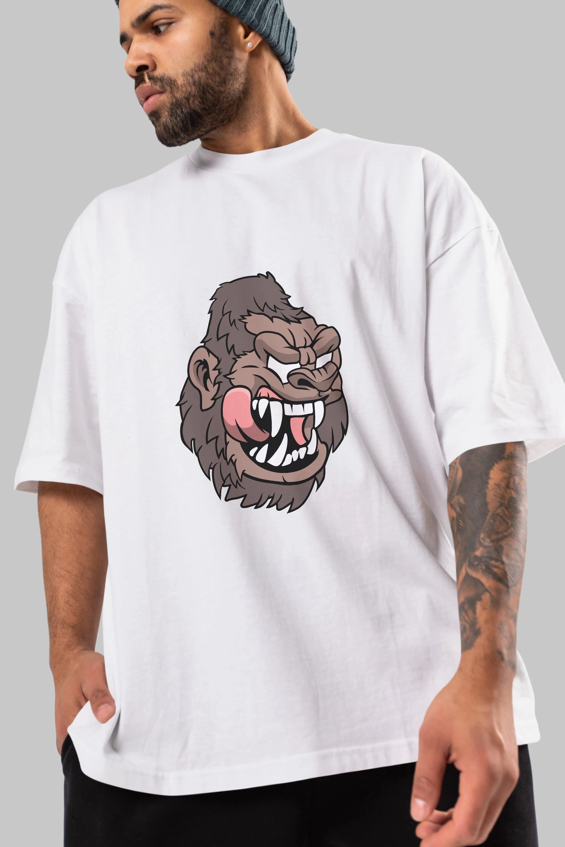 Big Gorilla Ön Baskılı Oversize t-shirt Erkek Kadın Unisex %100 Pamuk tişort