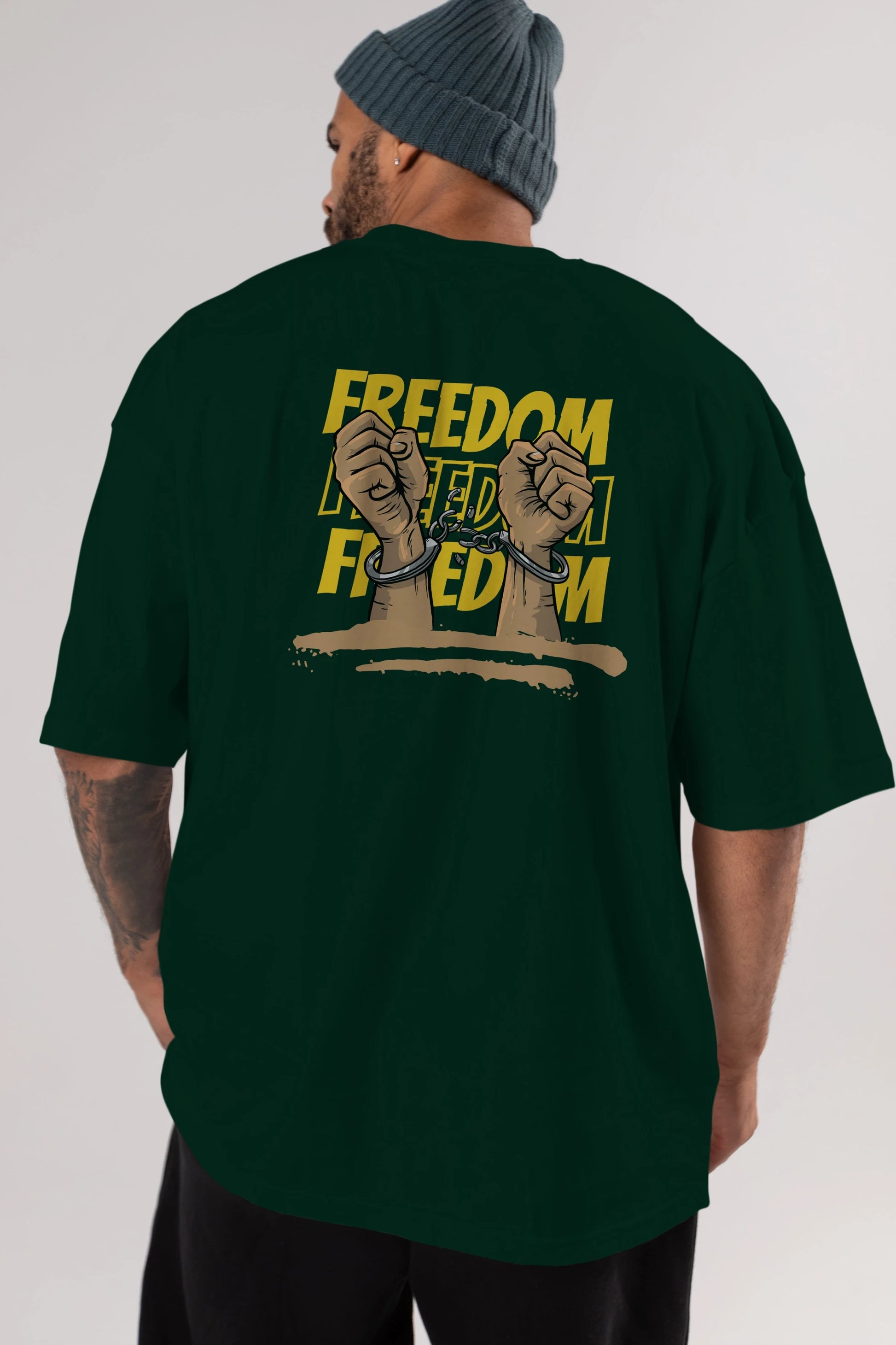 Freedom Yazılı Arka Baskılı Oversize t-shirt Erkek Kadın Unisex