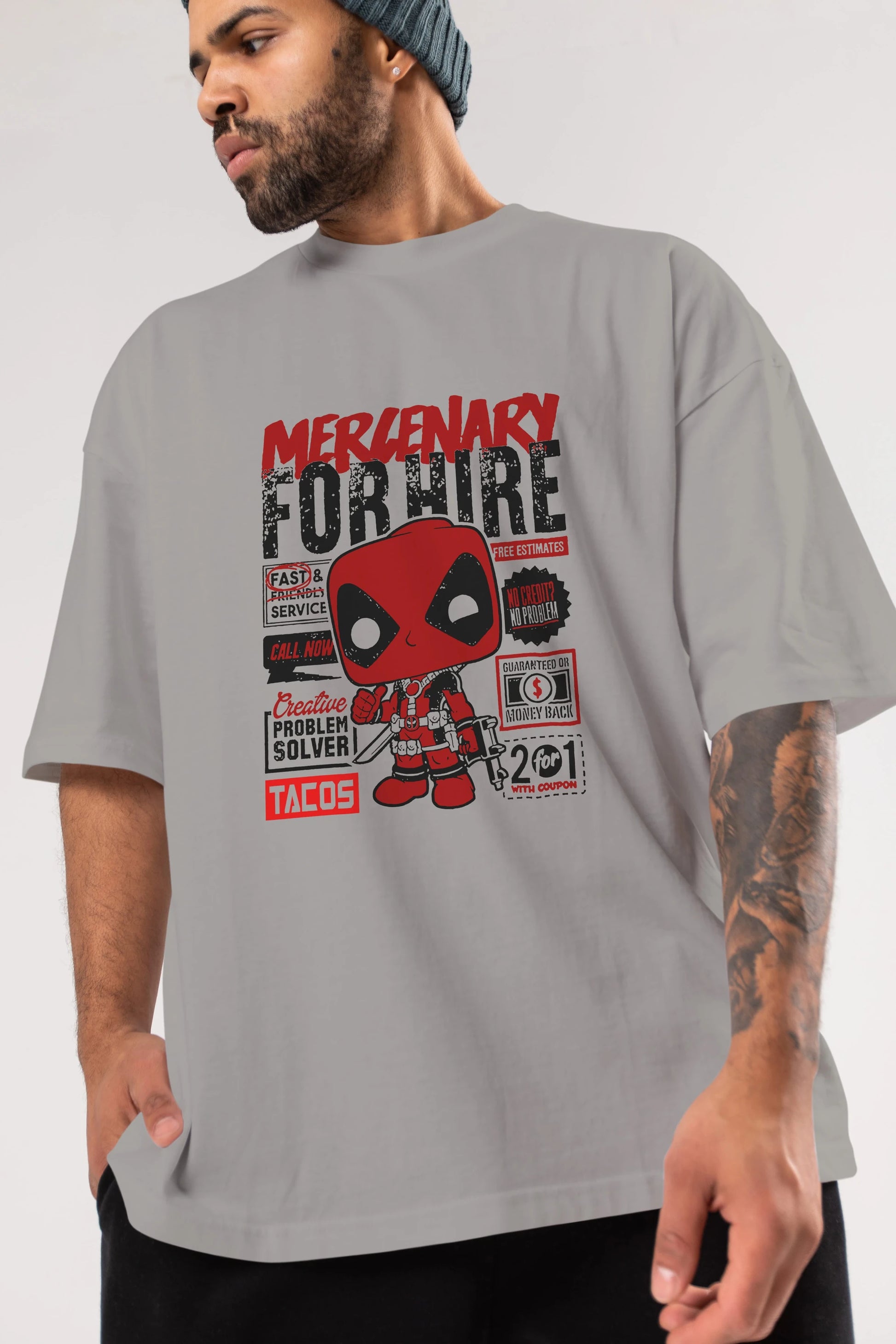 Deadpool (18) Ön Baskılı Oversize t-shirt Erkek Kadın Unisex %100 Pamuk Bisiklet Yaka tişort