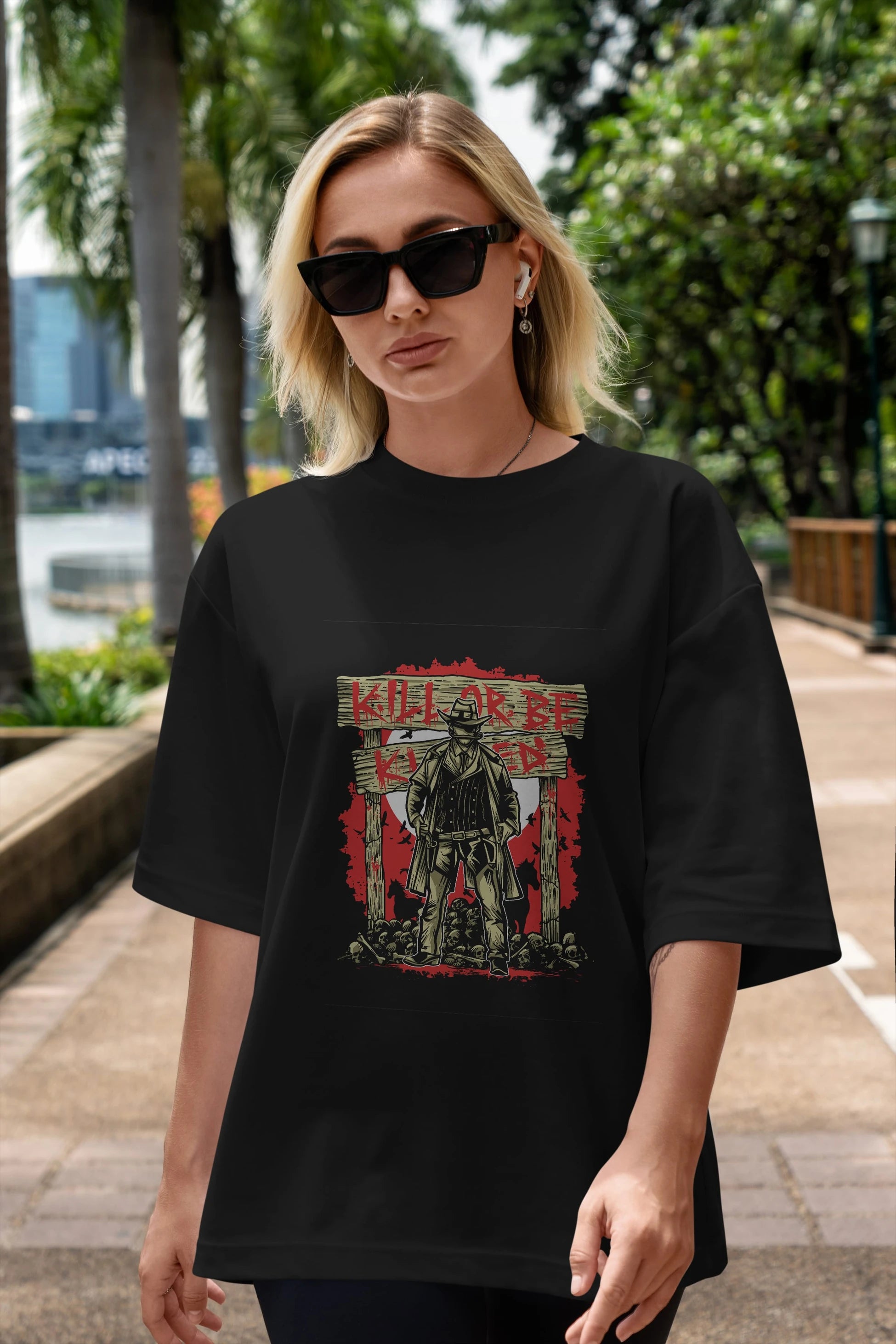 Kill Or Be Killed Ön Baskılı Oversize t-shirt Erkek Kadın Unisex %100 Pamuk tişort
