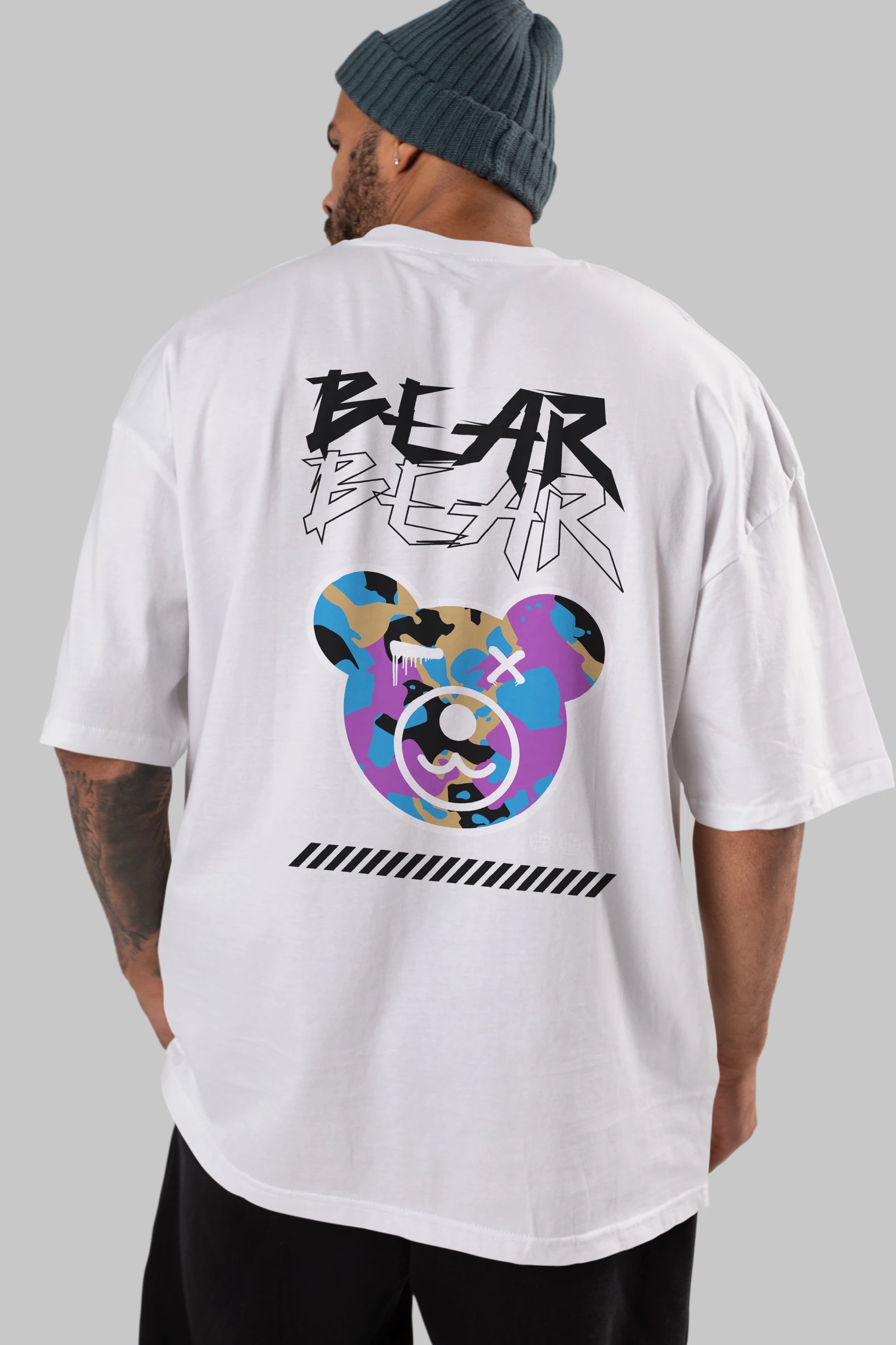 Bear Bear Arka Baskılı Oversize t-shirt Erkek Kadın Unisex