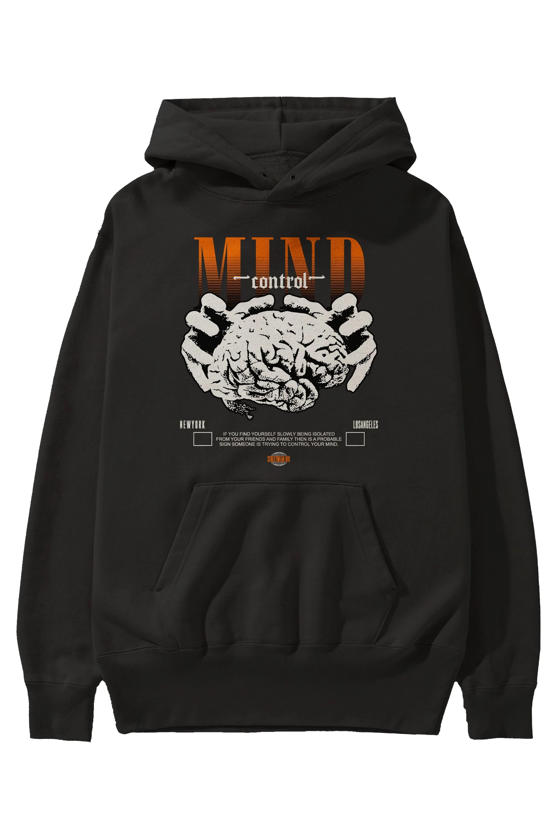 Mind Control Ön Baskılı Hoodie Oversize Kapüşonlu Sweatshirt Erkek Kadın Unisex