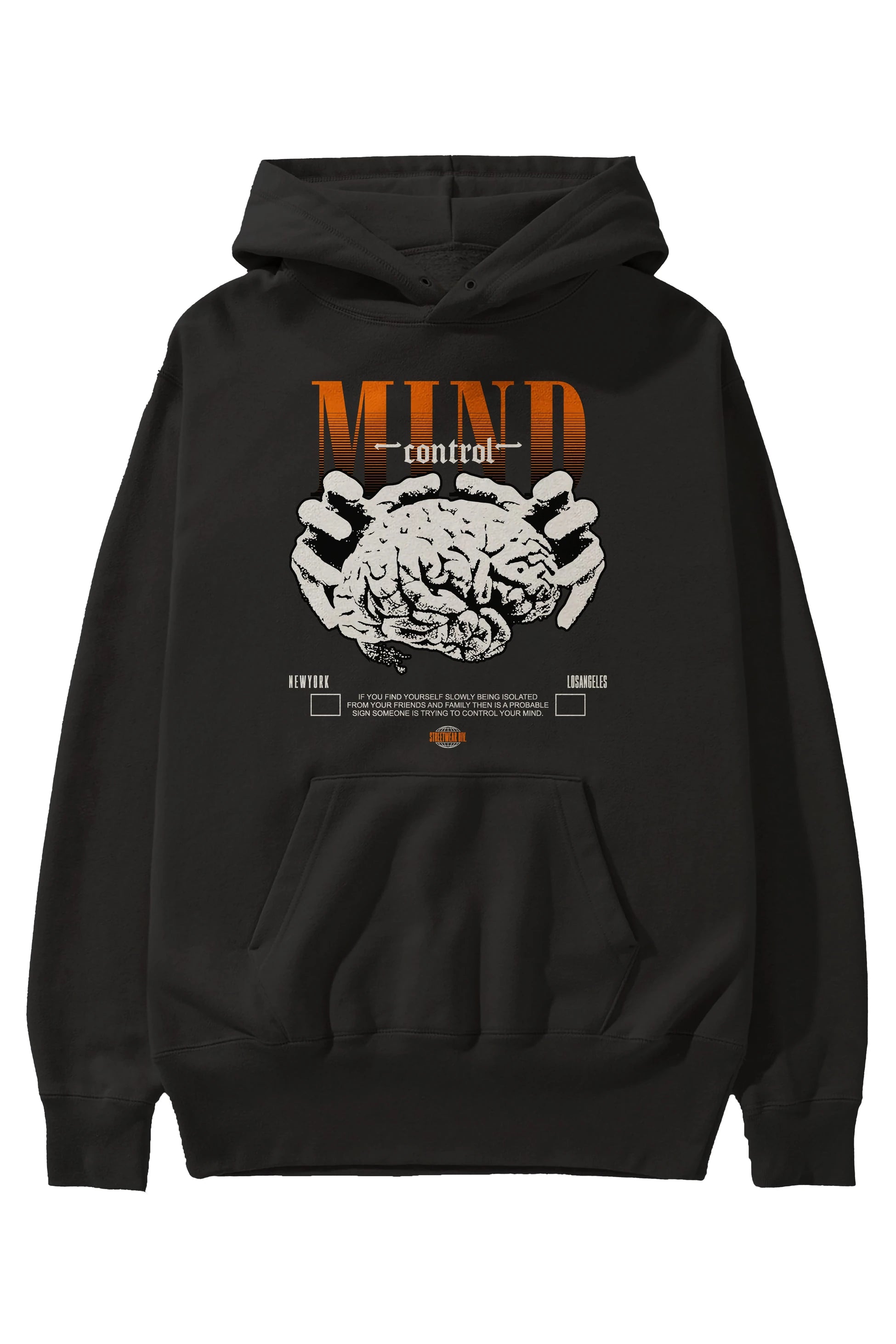 Mind Control Ön Baskılı Hoodie Oversize Kapüşonlu Sweatshirt Erkek Kadın Unisex