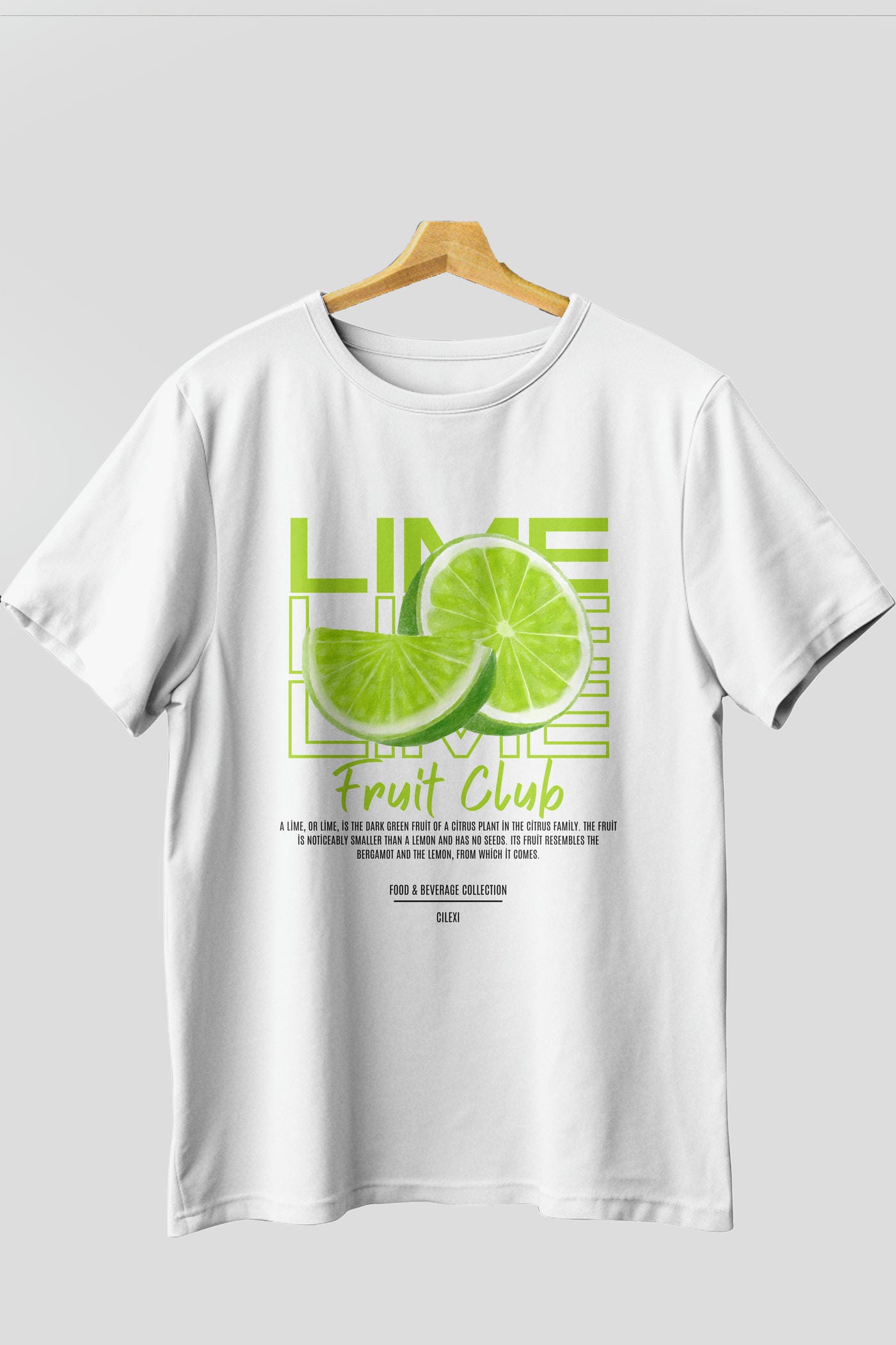 Lime Ön Baskılı Oversize t-shirt Erkek Kadın Pamuk Bisiklet Yaka tişort
