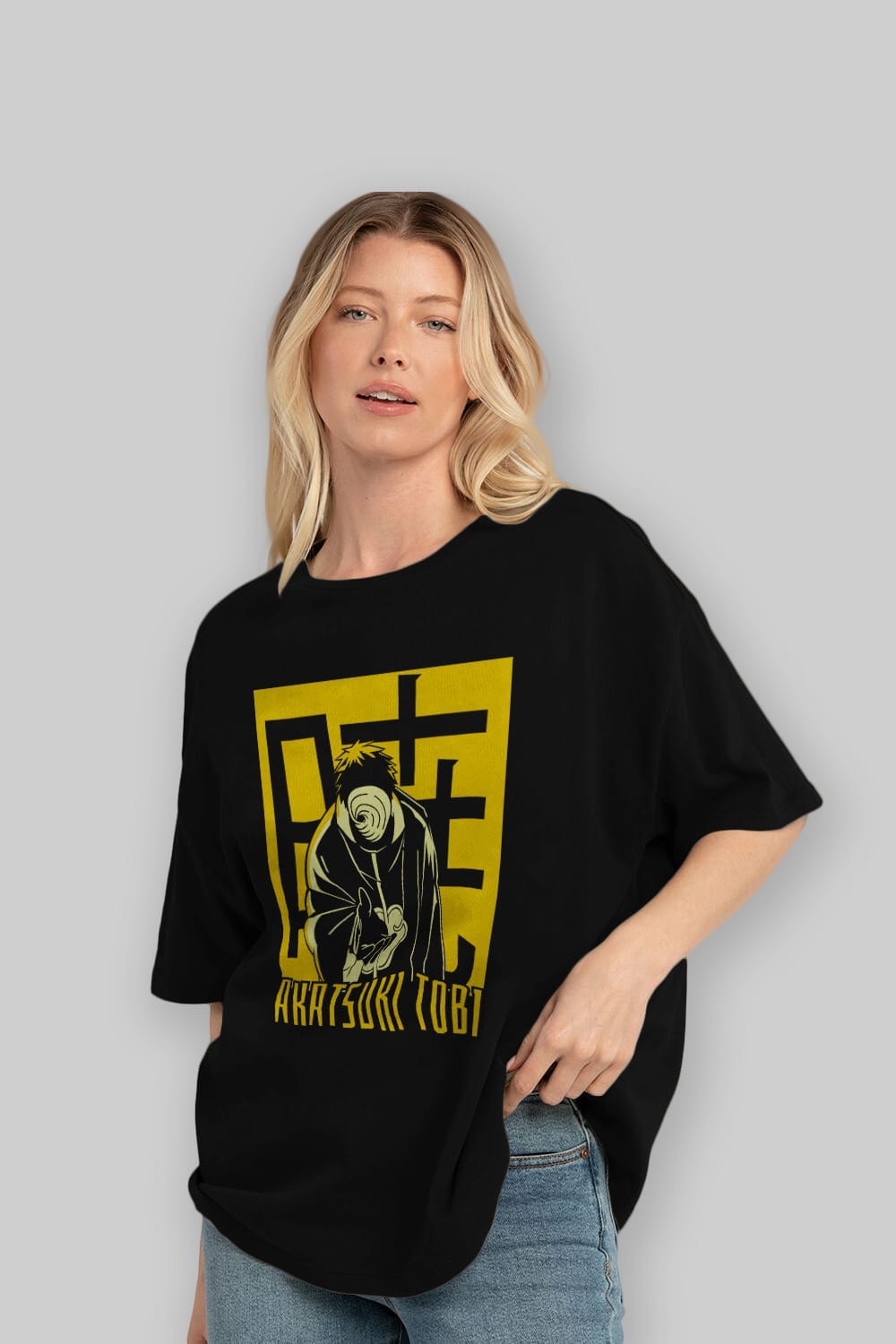 AKATSUKI OBITO NARUTO Anime Ön Baskılı Oversize t-shirt %100 pamuk Erkek Kadın Unisex