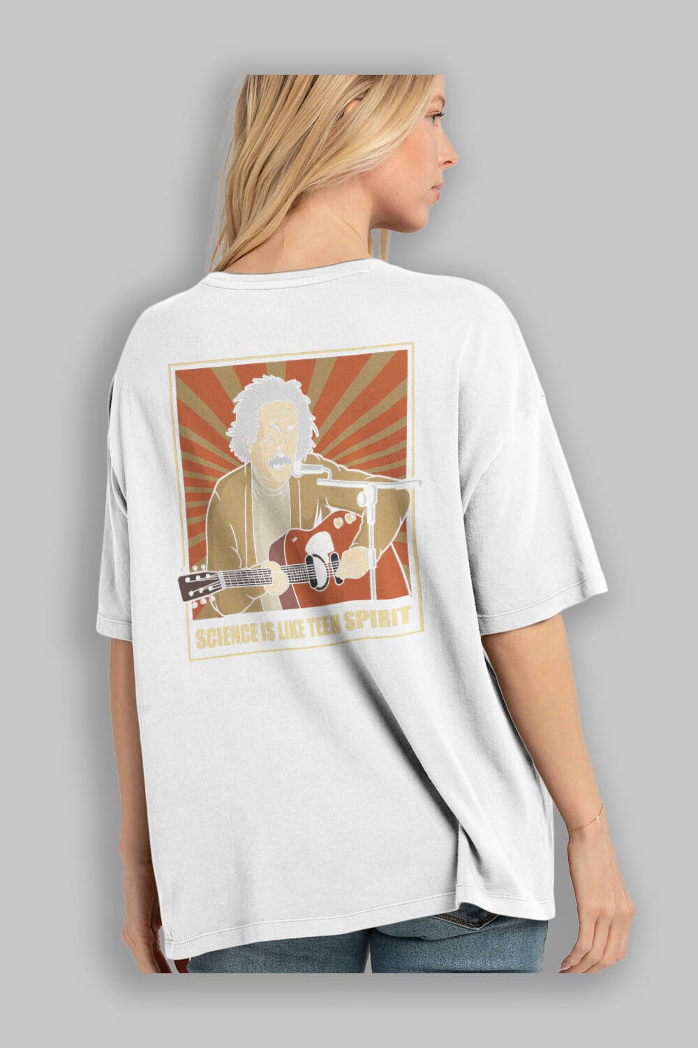 Kurt Einstein Arka Baskılı Oversize t-shirt Erkek Kadın Unisex %100 Pamuk tişort