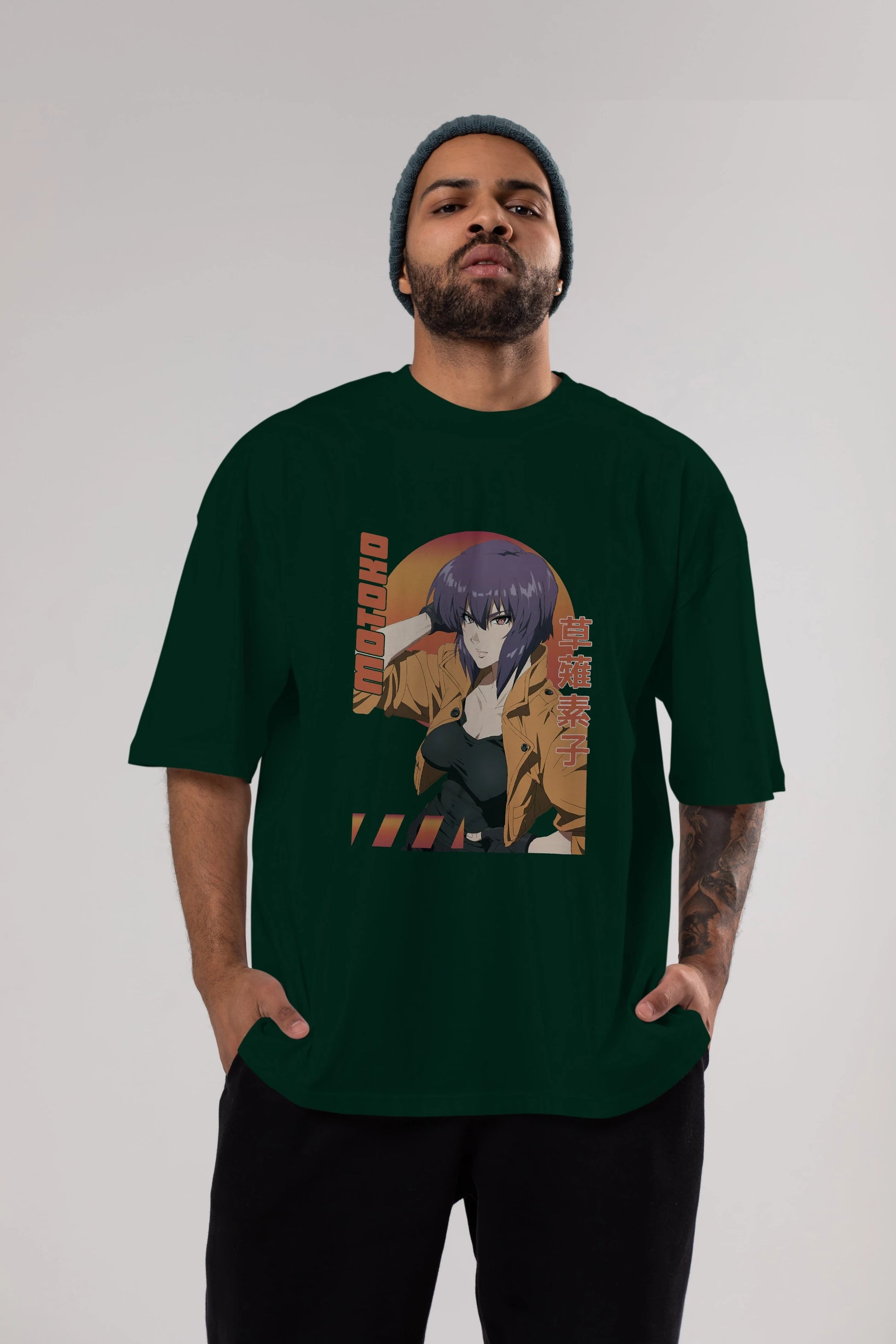 Motoko Kusanagi 9 Anime Ön Baskılı Oversize t-shirt %100 pamuk Erkek Kadın Unisex