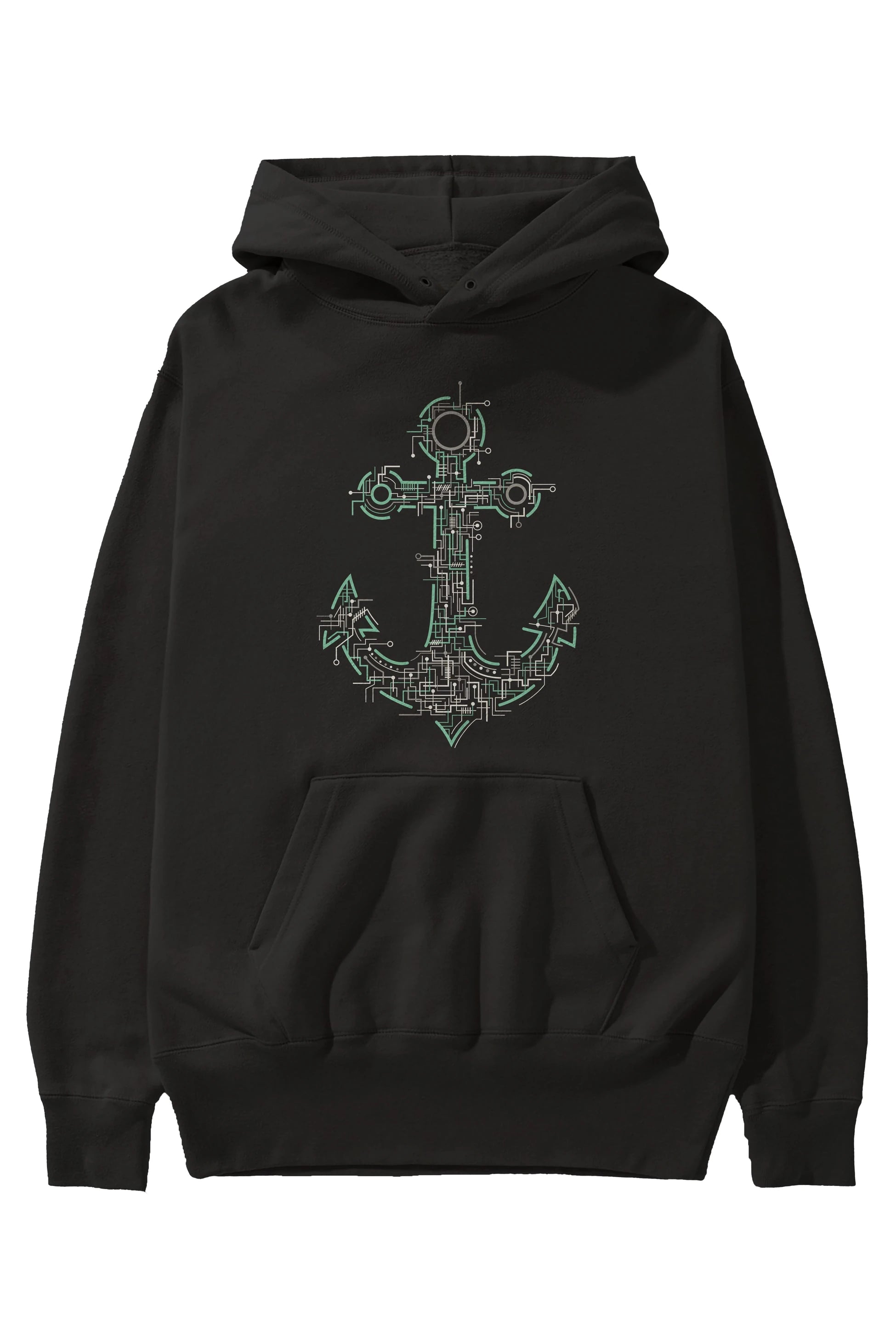 Electric Anchor Ön Baskılı Hoodie Oversize Kapüşonlu Sweatshirt Erkek Kadın Unisex