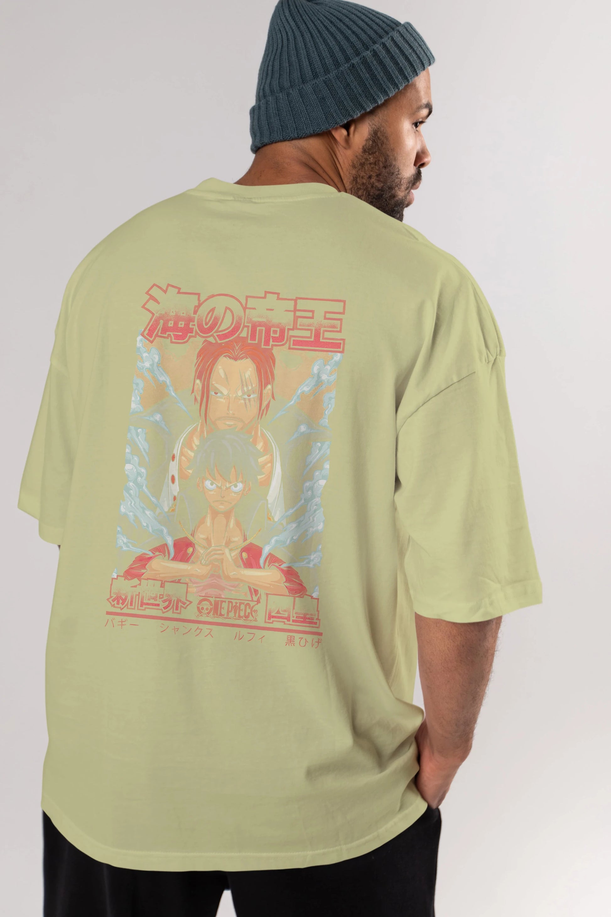 MONKEY D. LUFF and SHANKS Anime Arka Baskılı Oversize t-shirt Erkek Kadın Unisex