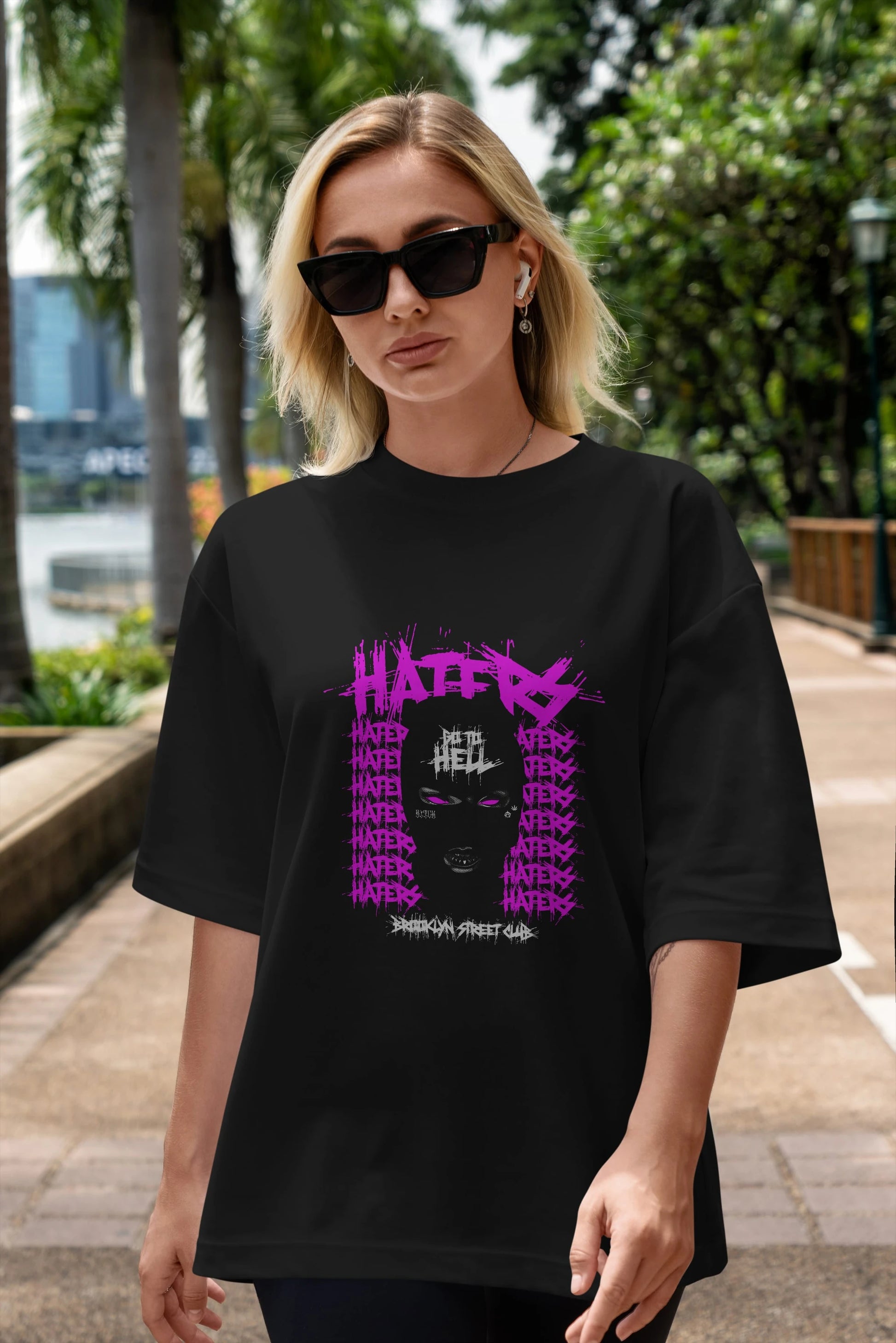 Haters Brooklyn Street Club Ön Baskılı Oversize t-shirt Erkek Kadın Unisex