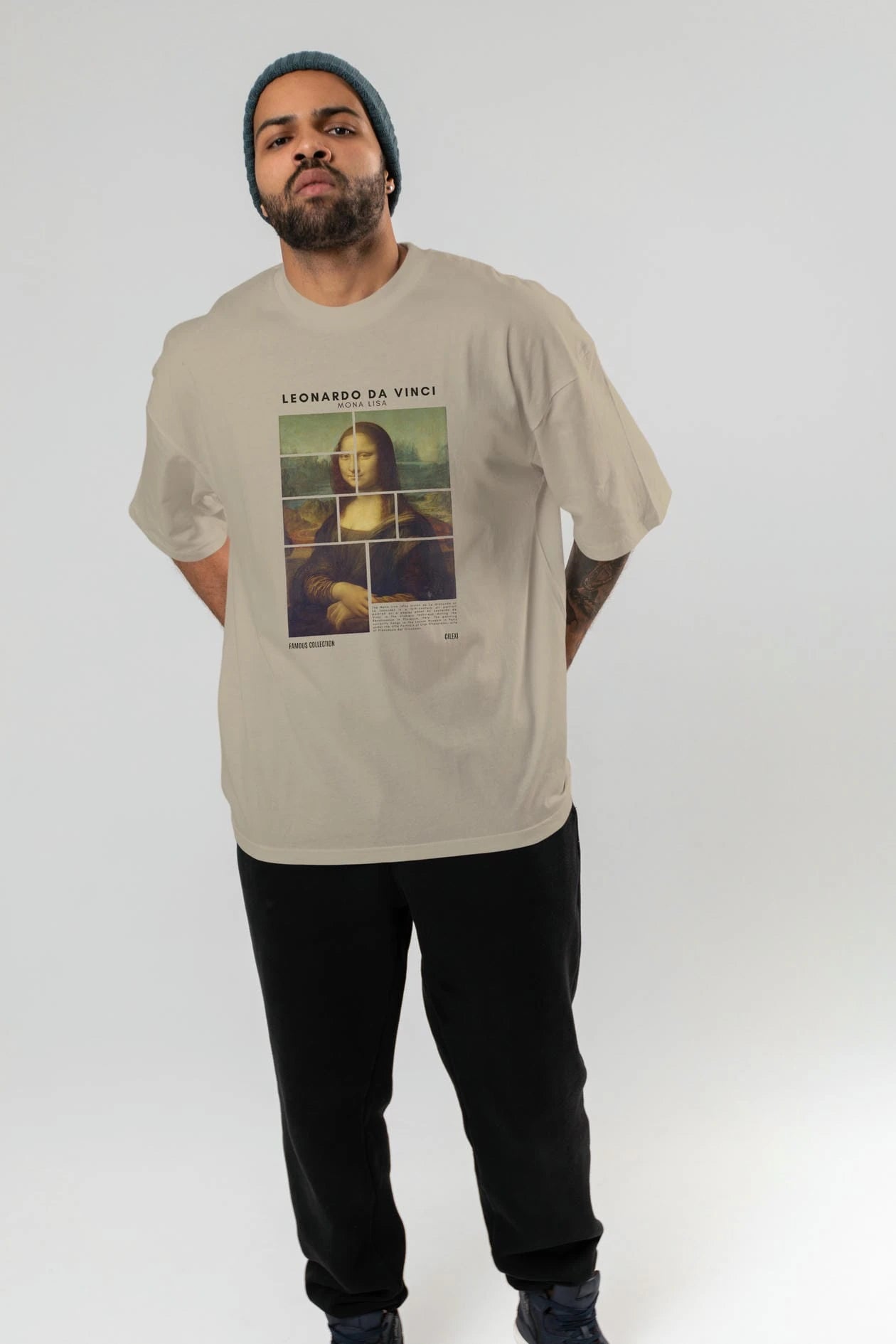 Leonardo Da Vinci Mona Lisa ön Baskılı Oversize t-shirt Erkek Kadın Bisiklet Yaka Pamuk tişort