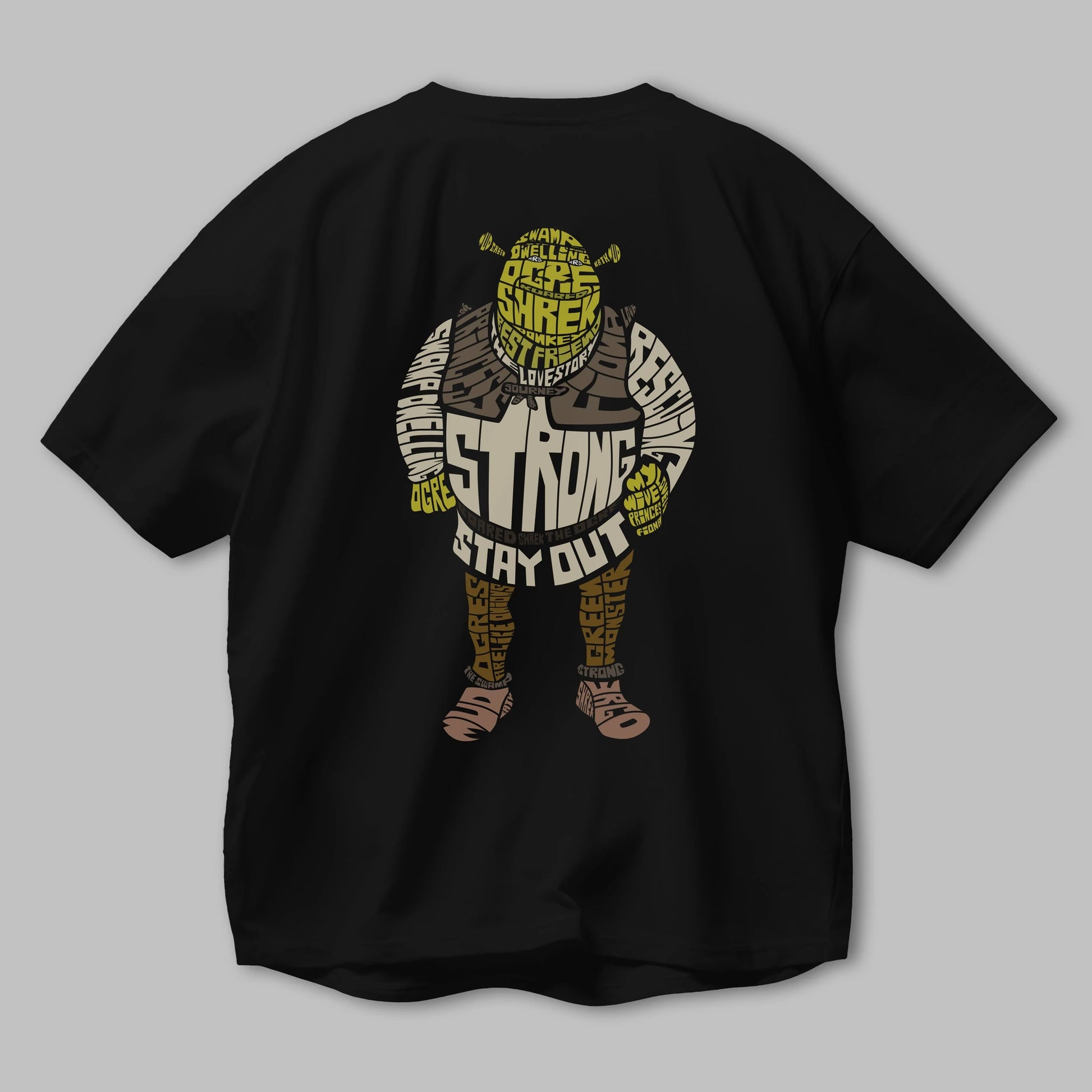 Shrek Arka Baskılı Oversize t-shirt %100 pamuk Erkek Kadın Unisex