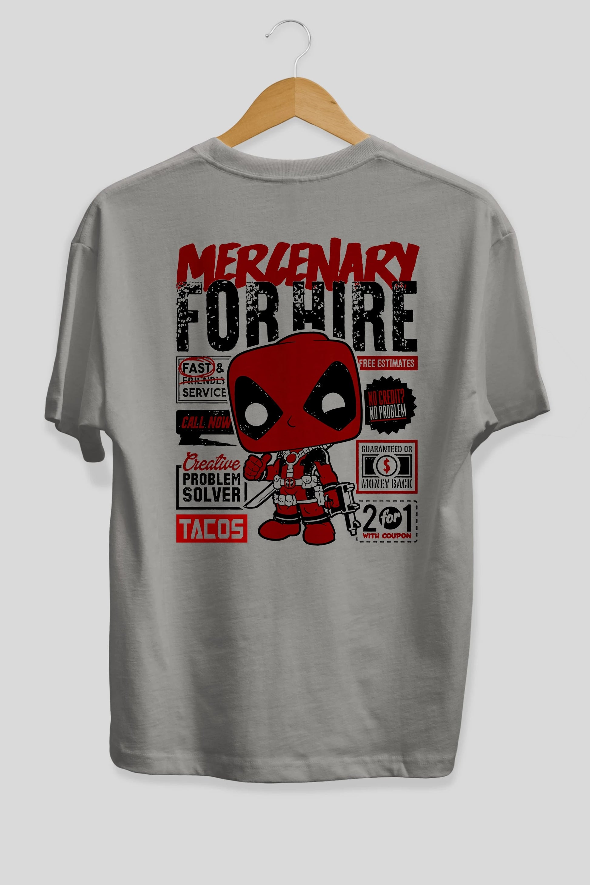 Deadpool (18) Arka Baskılı Oversize t-shirt Erkek Kadın Unisex %100 Pamuk Bisiklet Yaka tişort