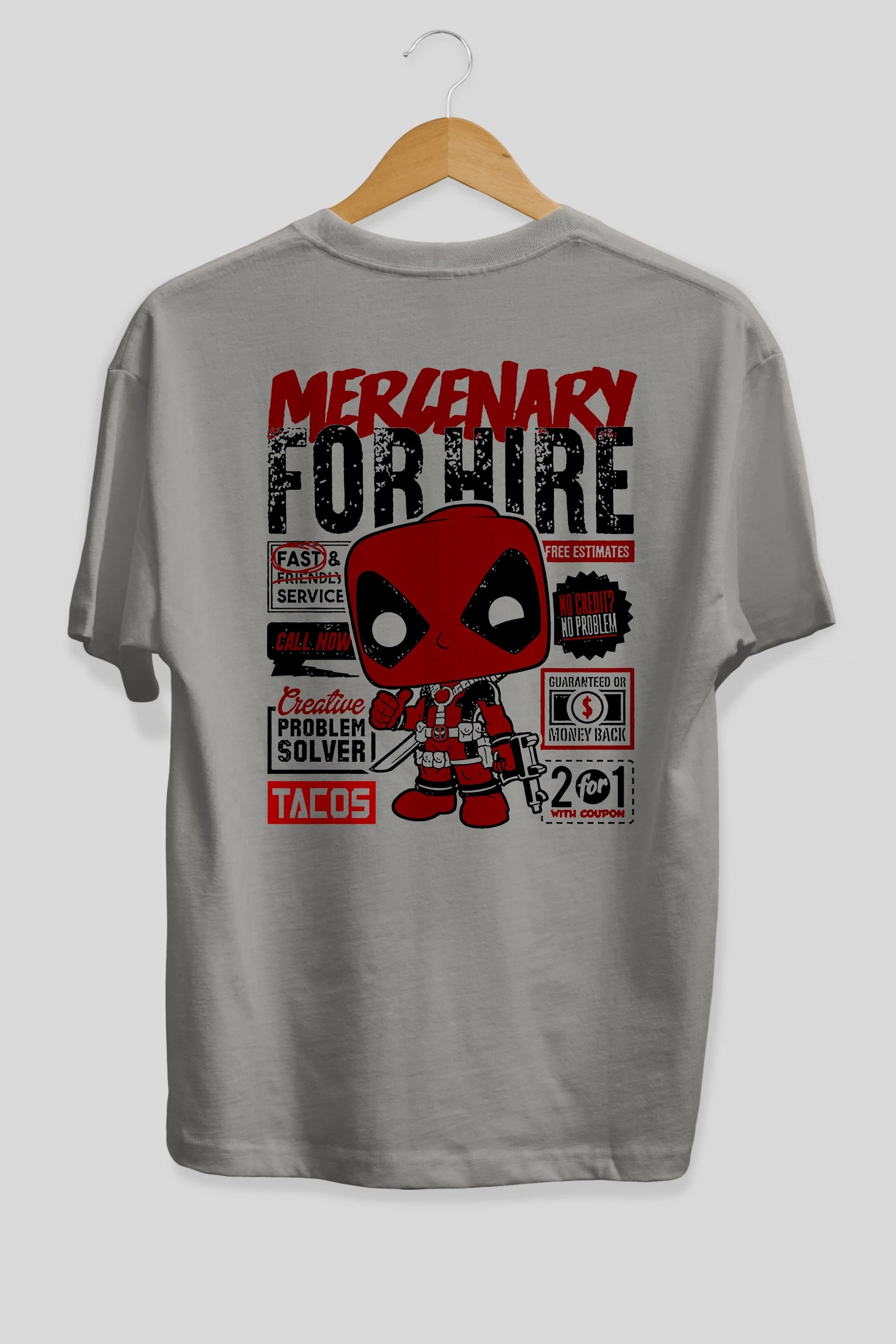 Deadpool (18) Arka Baskılı Oversize t-shirt Erkek Kadın Unisex %100 Pamuk Bisiklet Yaka tişort