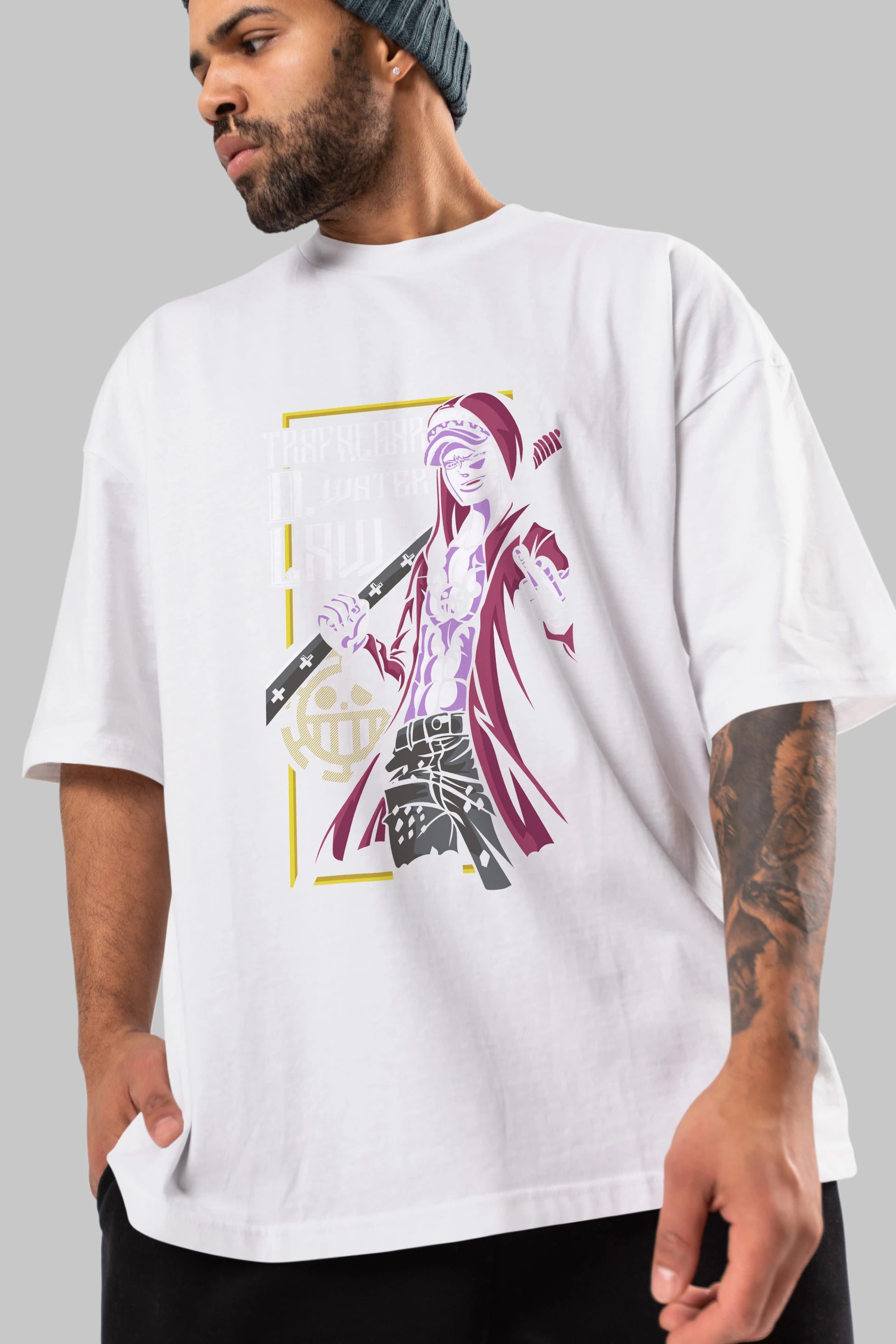 Trafalgar D. Water Law Anime Ön Baskılı Oversize t-shirt Erkek Kadın Unisex