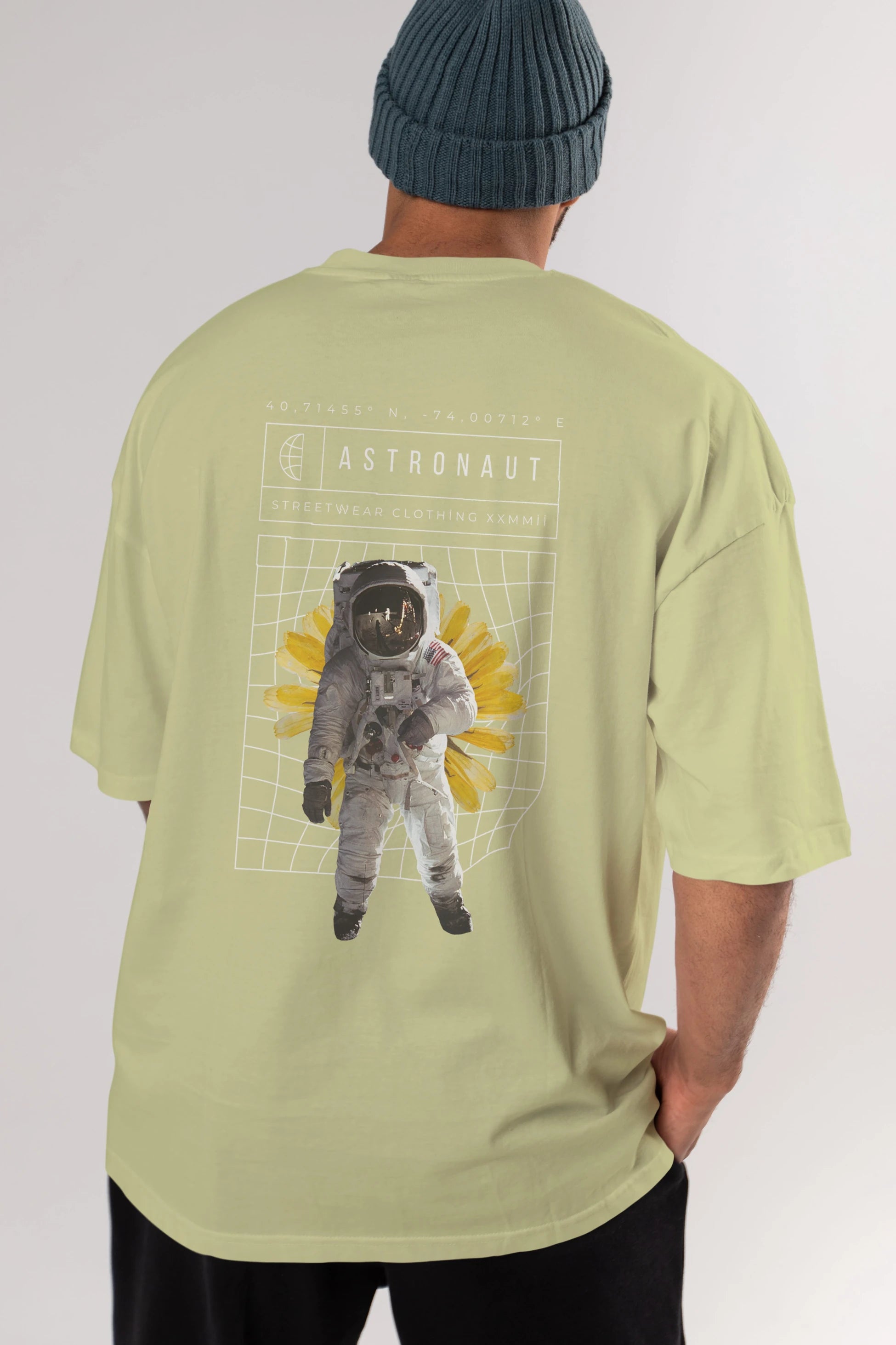 Astronaut Streetwear Arka Baskılı Oversize t-shirt Erkek Kadın Unisex