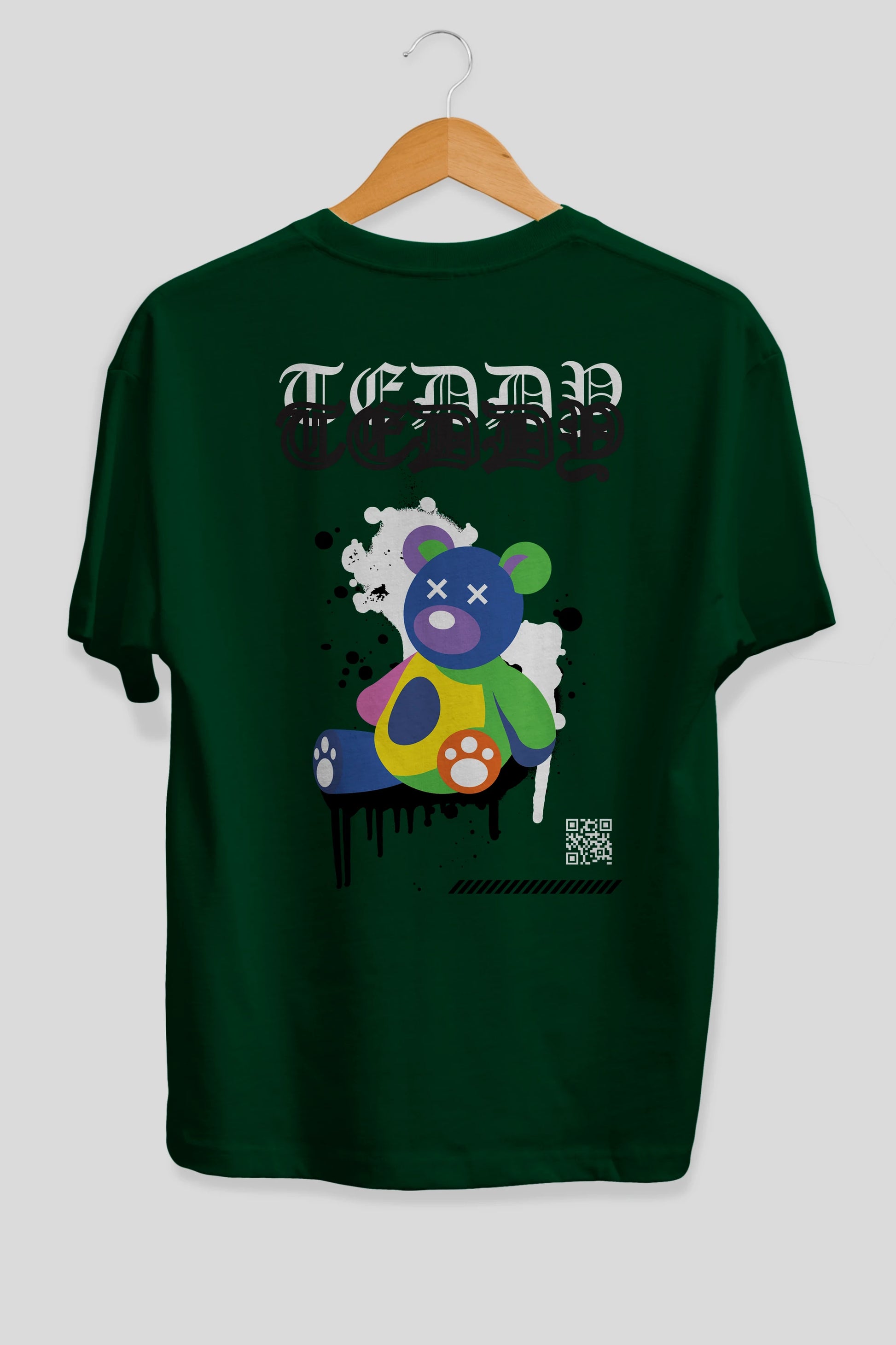 Teddy Bear Arka Baskılı Oversize t-shirt Erkek Kadın Unisex