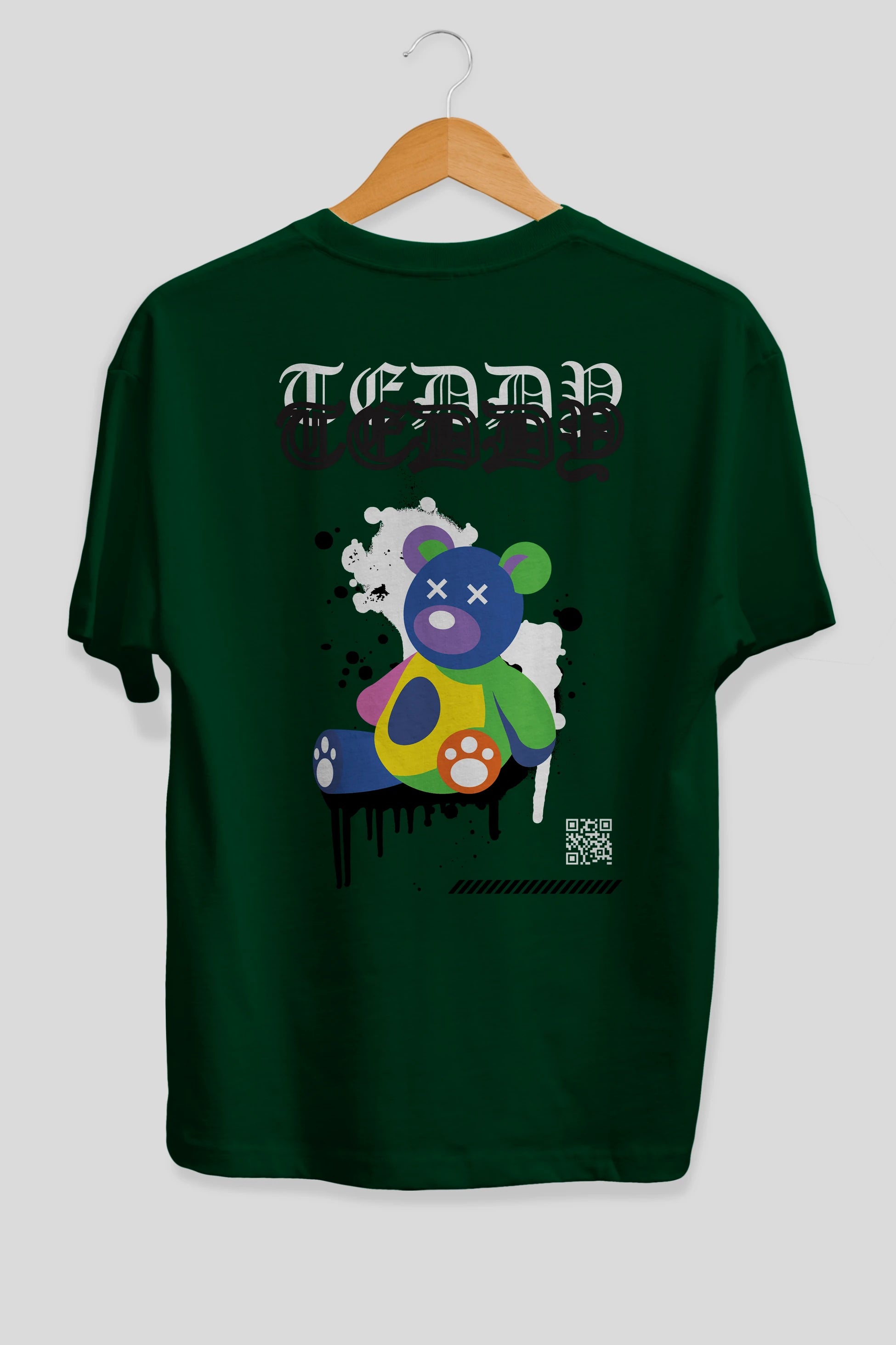 Teddy Bear Arka Baskılı Oversize t-shirt Erkek Kadın Unisex