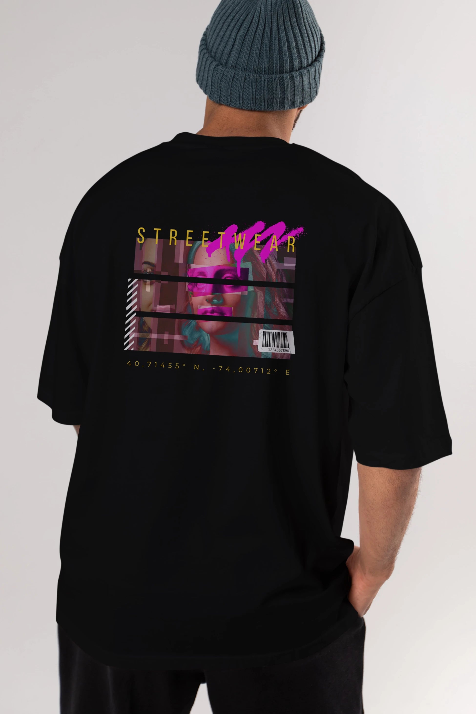 Futuristic Streetwear 2 Arka Baskılı Oversize t-shirt Erkek Kadın Unisex