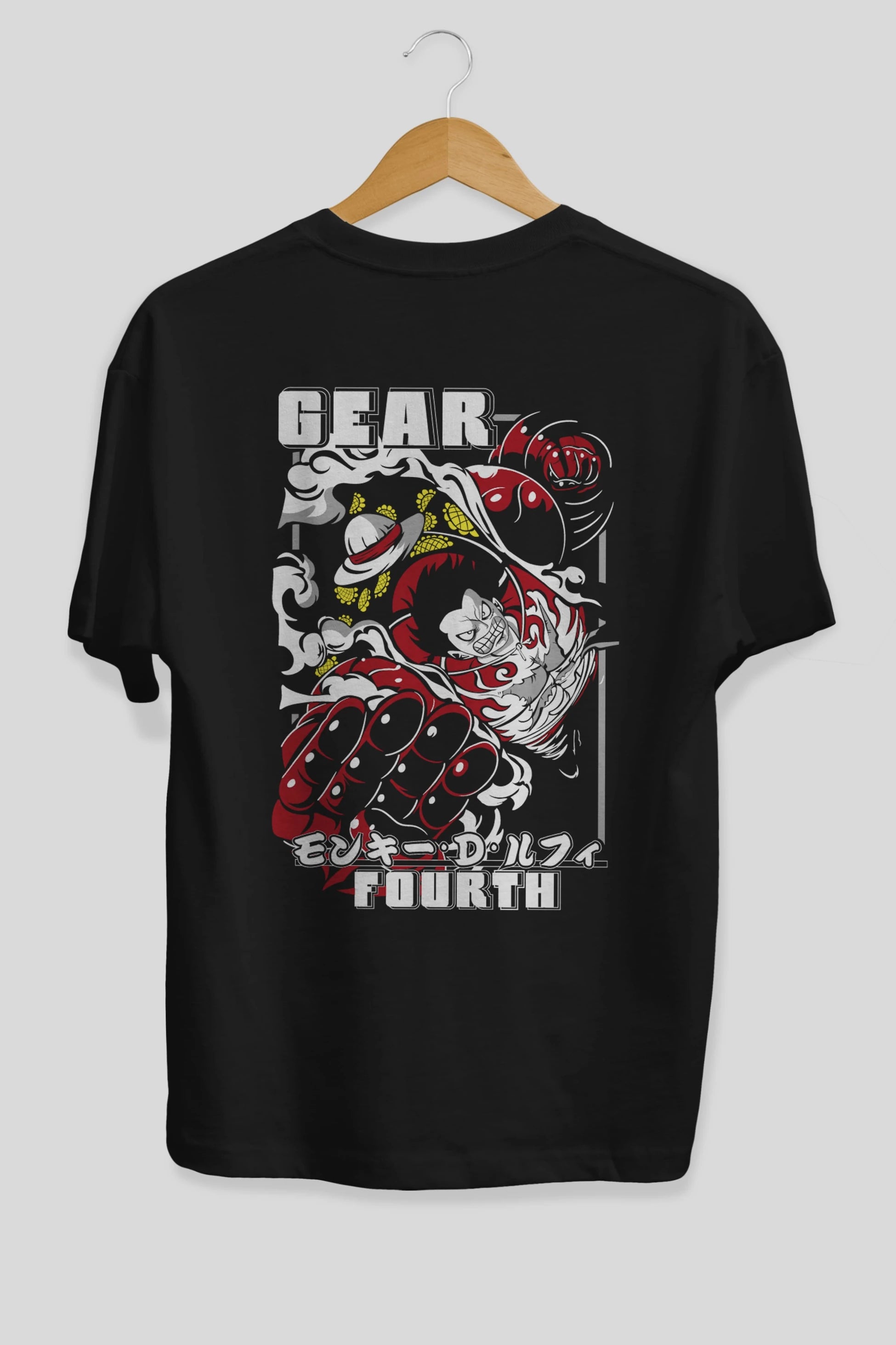 LUFFY gear fourth Anime Arka Baskılı Oversize t-shirt Erkek Kadın Unisex