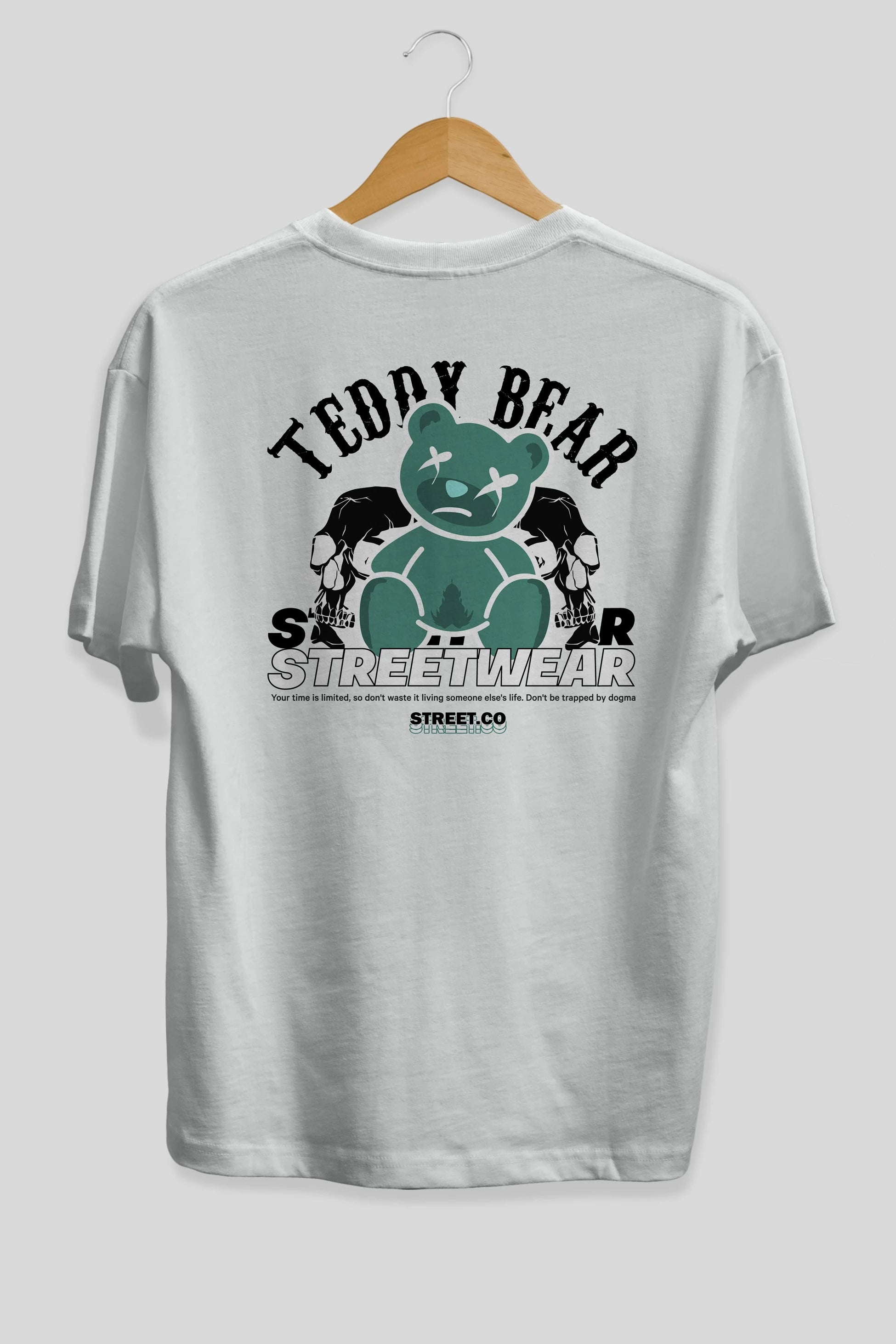 Teddy Bear Streetwear 2 Arka Baskılı Oversize t-shirt Erkek Kadın Unisex