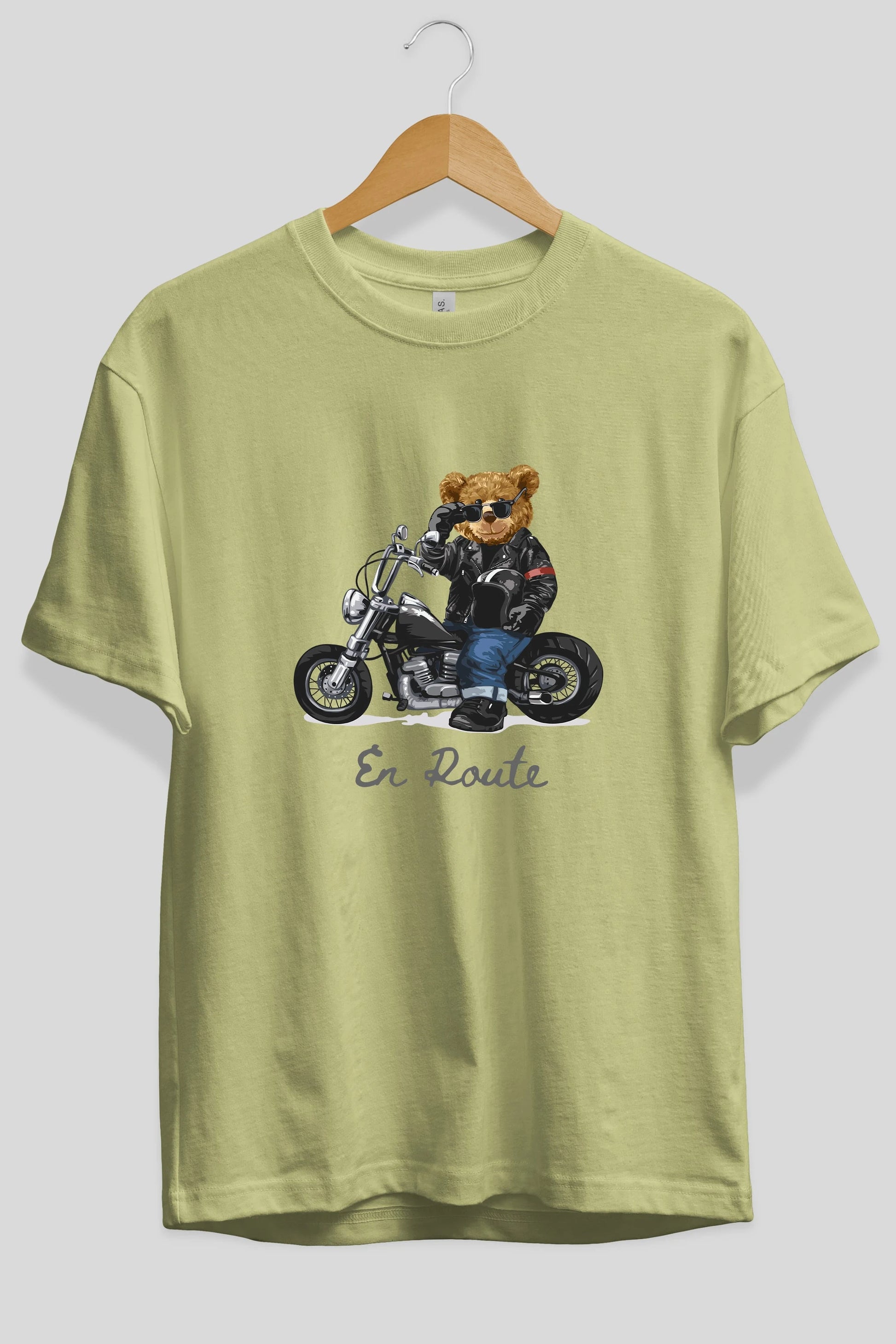 Teddy Bear En Route Ön Baskılı Oversize t-shirt Erkek Kadın Unisex %100 Pamuk