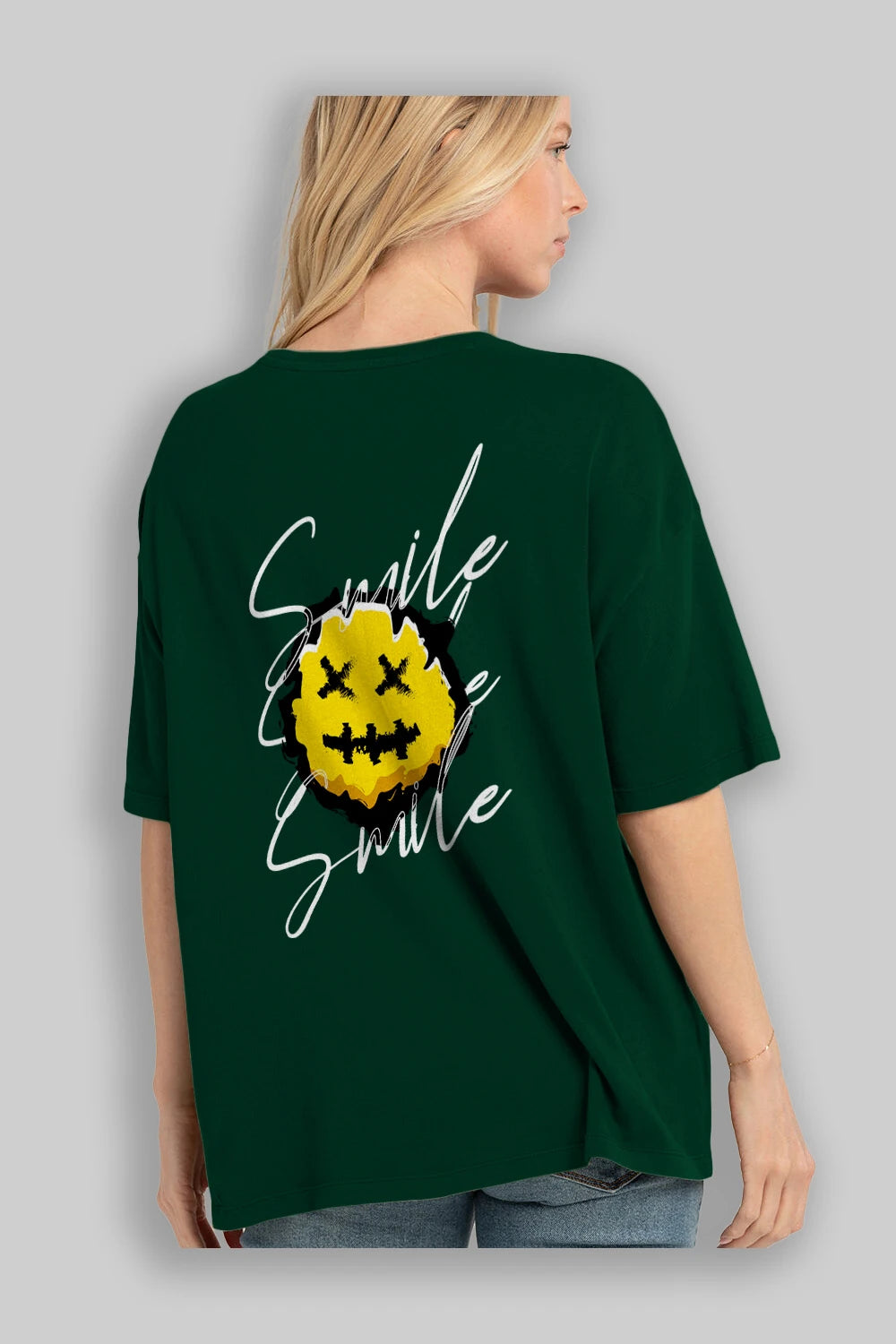 Smile Emoji Arka Baskılı Oversize t-shirt Erkek Kadın Unisex