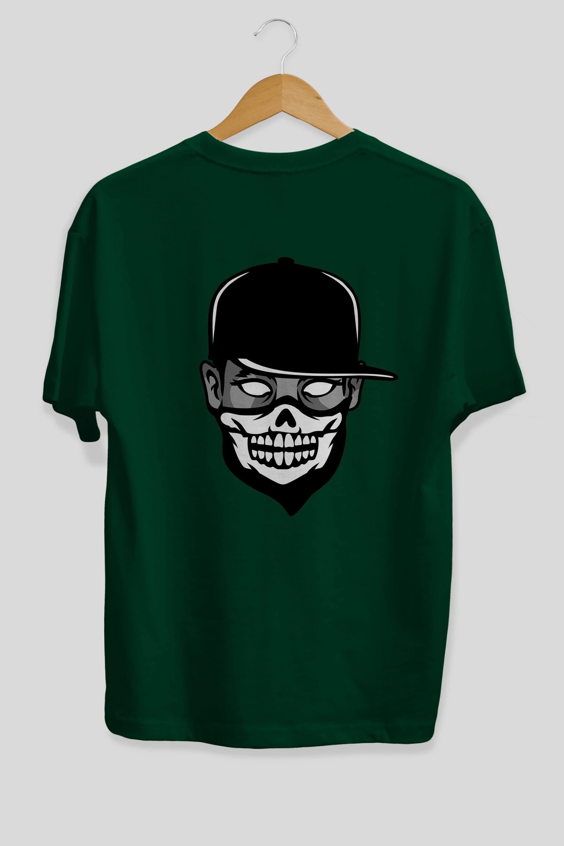 Skull Mask Arka Baskılı Oversize t-shirt Erkek Kadın Unisex %100 Pamuk tişort
