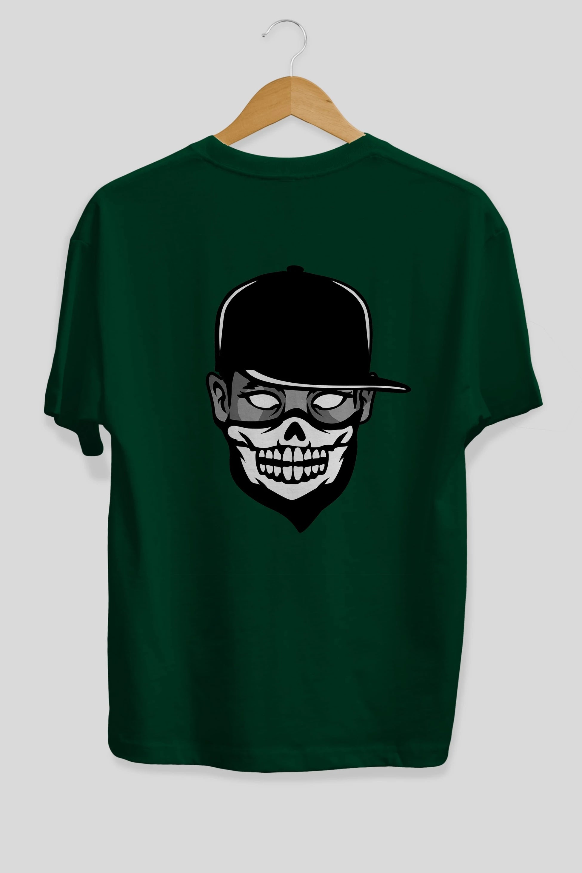 Skull Mask Arka Baskılı Oversize t-shirt Erkek Kadın Unisex %100 Pamuk tişort